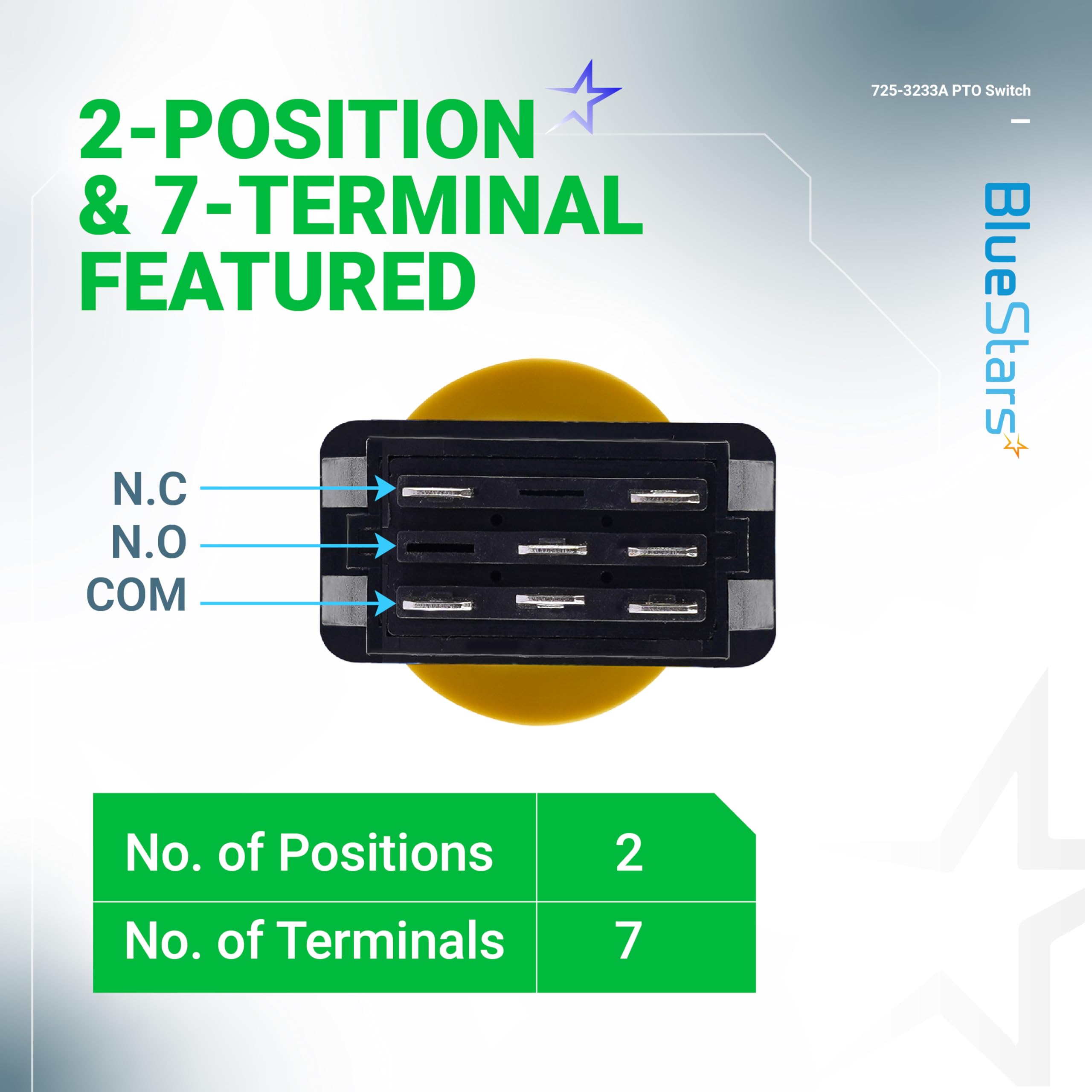 BlueStars 725-3233A two-position rotary switch for simple on/off engagement