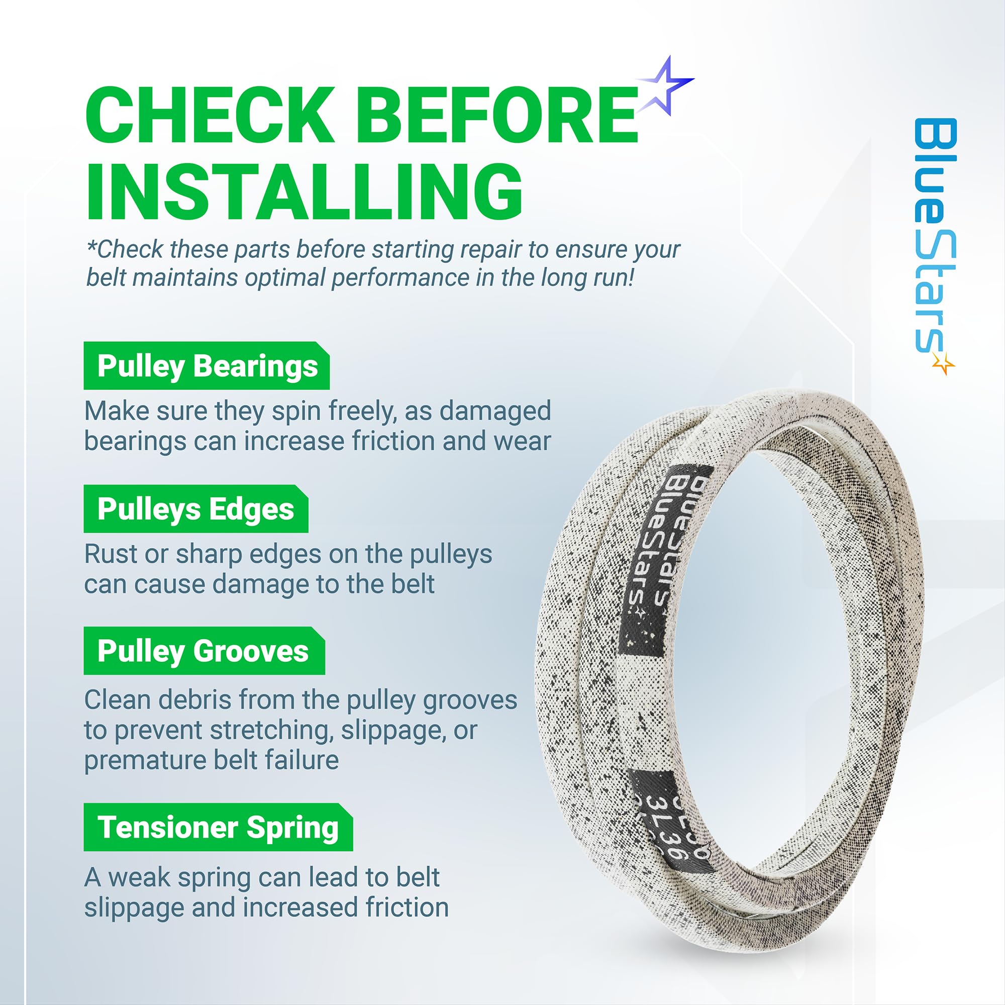 BlueStars 954-04260 belt shows two-layer cloth wrapping
