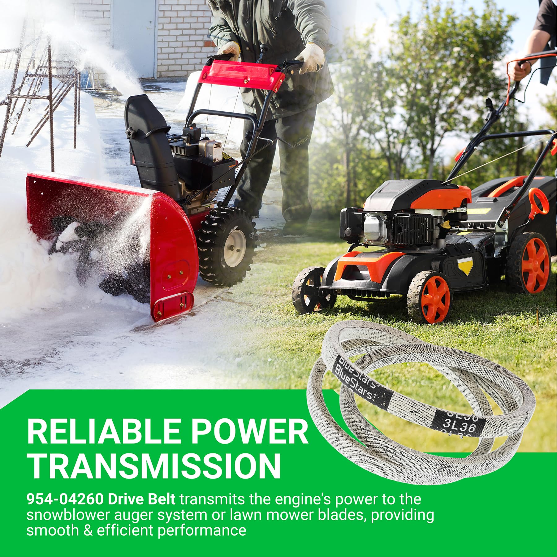 BlueStars 954-04260 drive belt showing wide compatibility with many models
