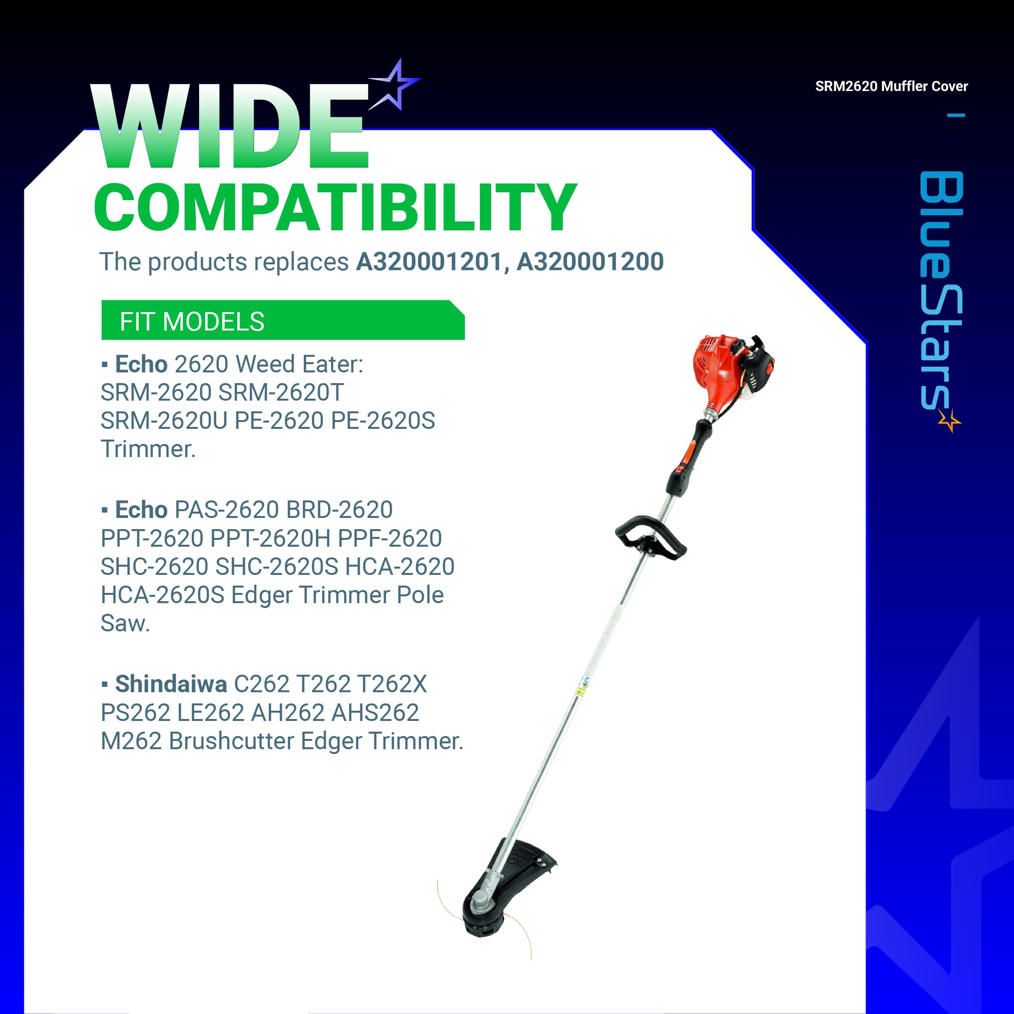 BlueStars A320001200 compatibility label indicating broad support