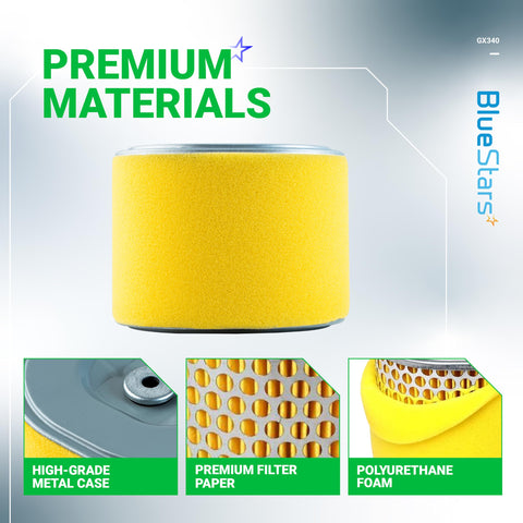 BlueStars air filter foam and metal frame for GX340 and GX390—built to last