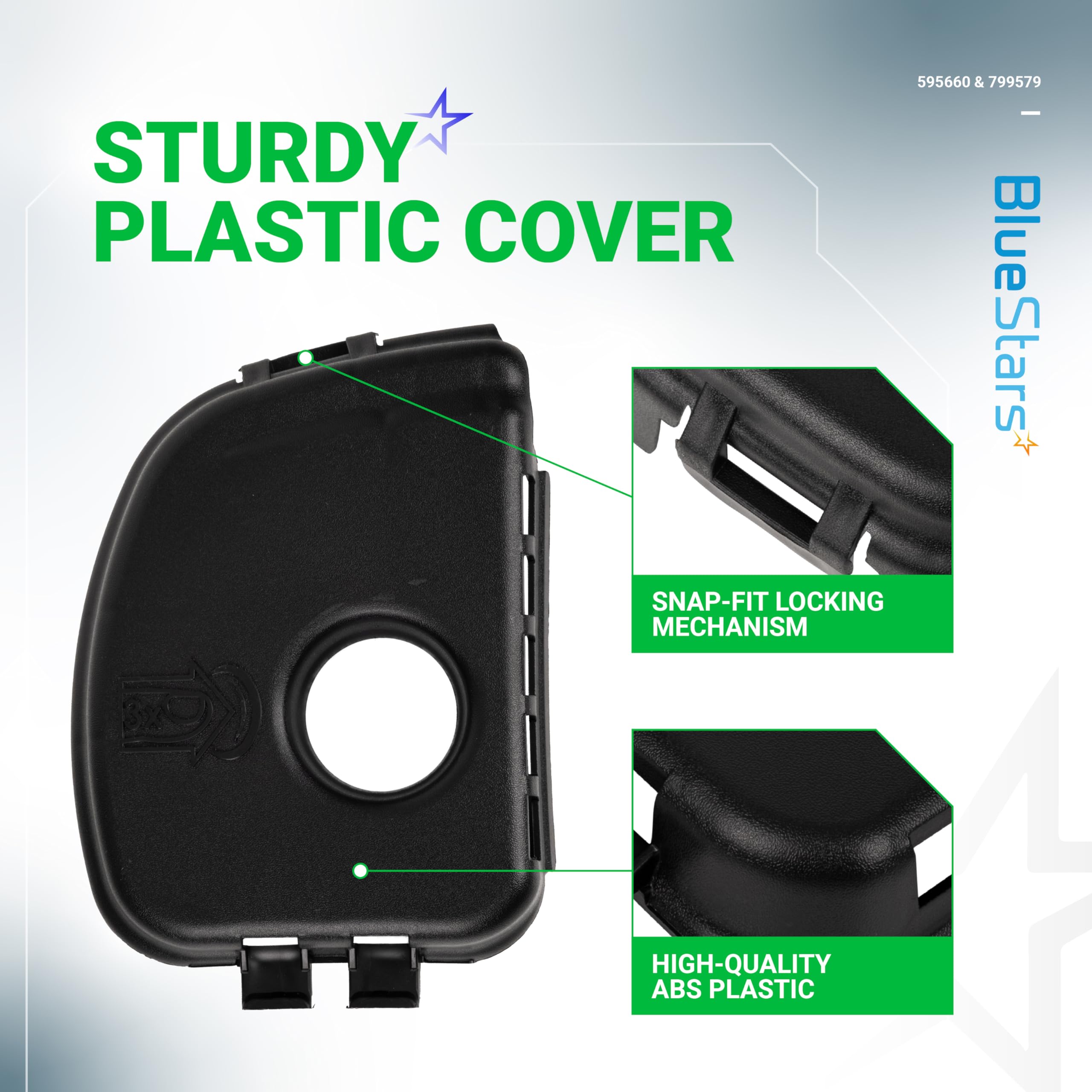 BlueStars air cleaner cover closeup highlights durable plastic for outdoor use.