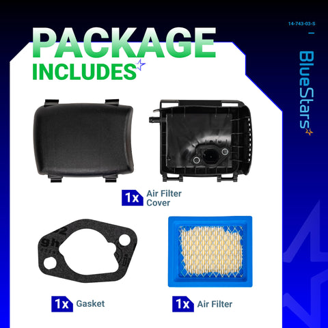BlueStars air filter cover close-up shows durable plastic construction.