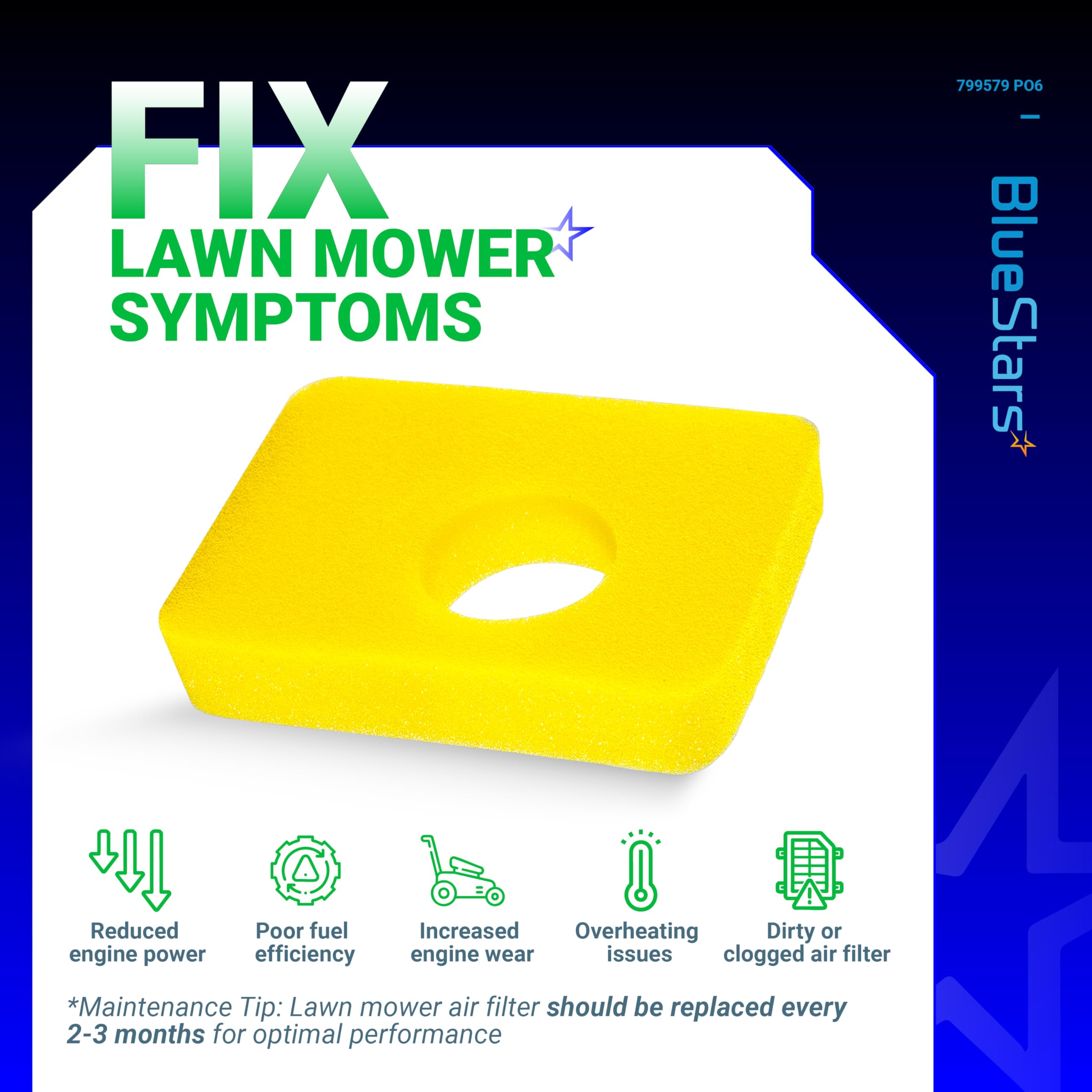 BlueStars 6-pack air filter set ensures ready replacements for routine maintenance.