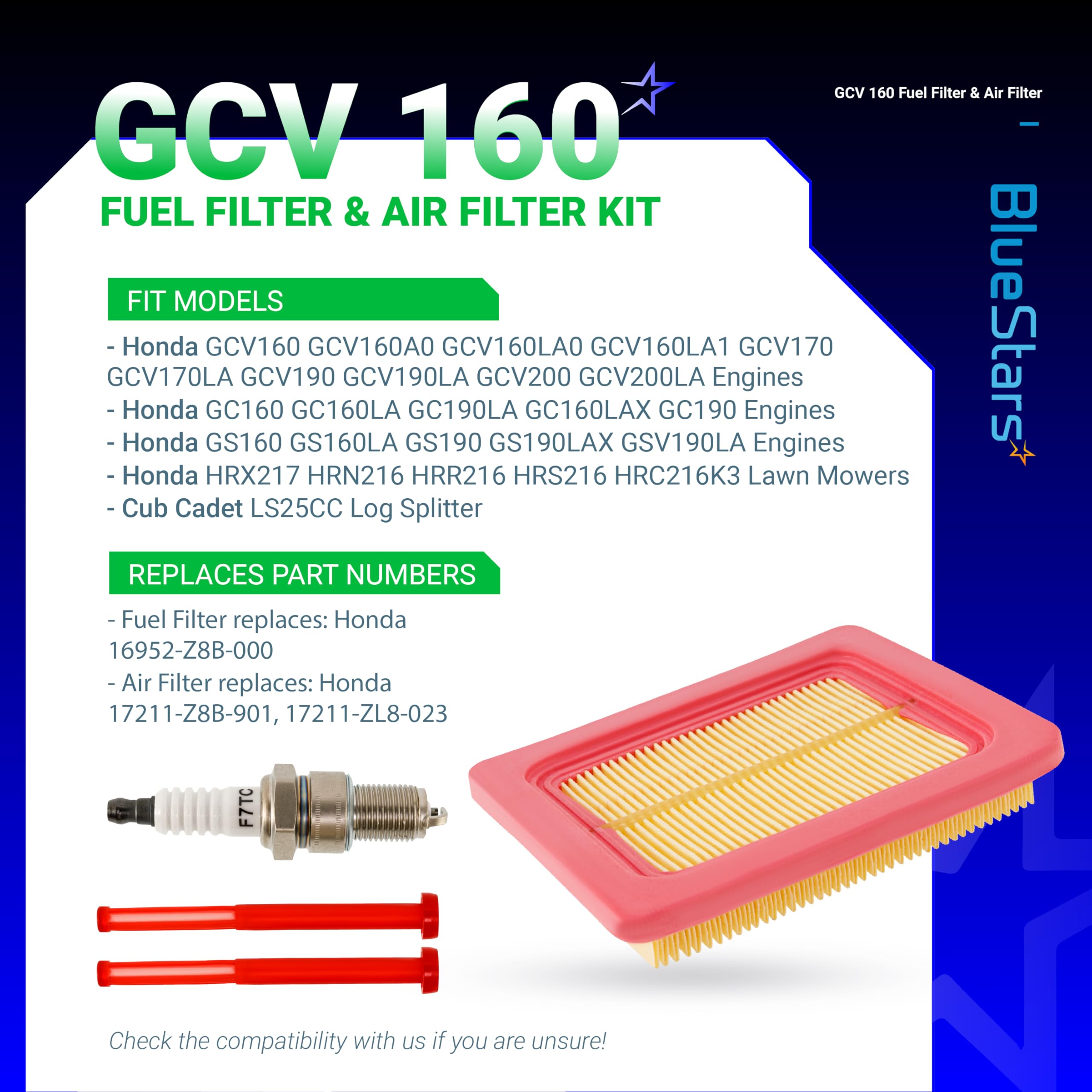 BlueStars air fuel filter kit offers convenient maintenance in a single pack.