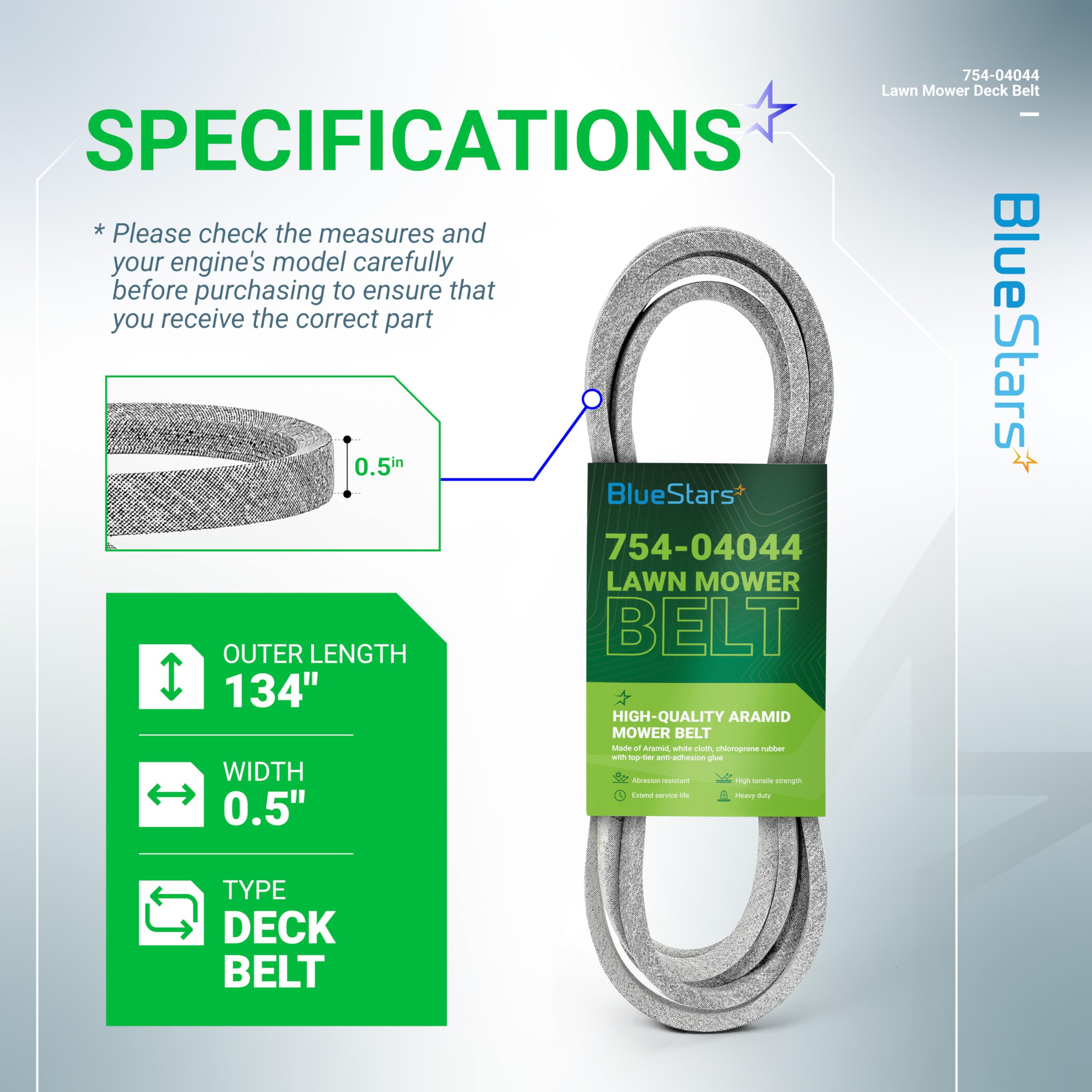BlueStars 754-04044 belt compatible with Cub Cadet RZT50 for reliable deck drive