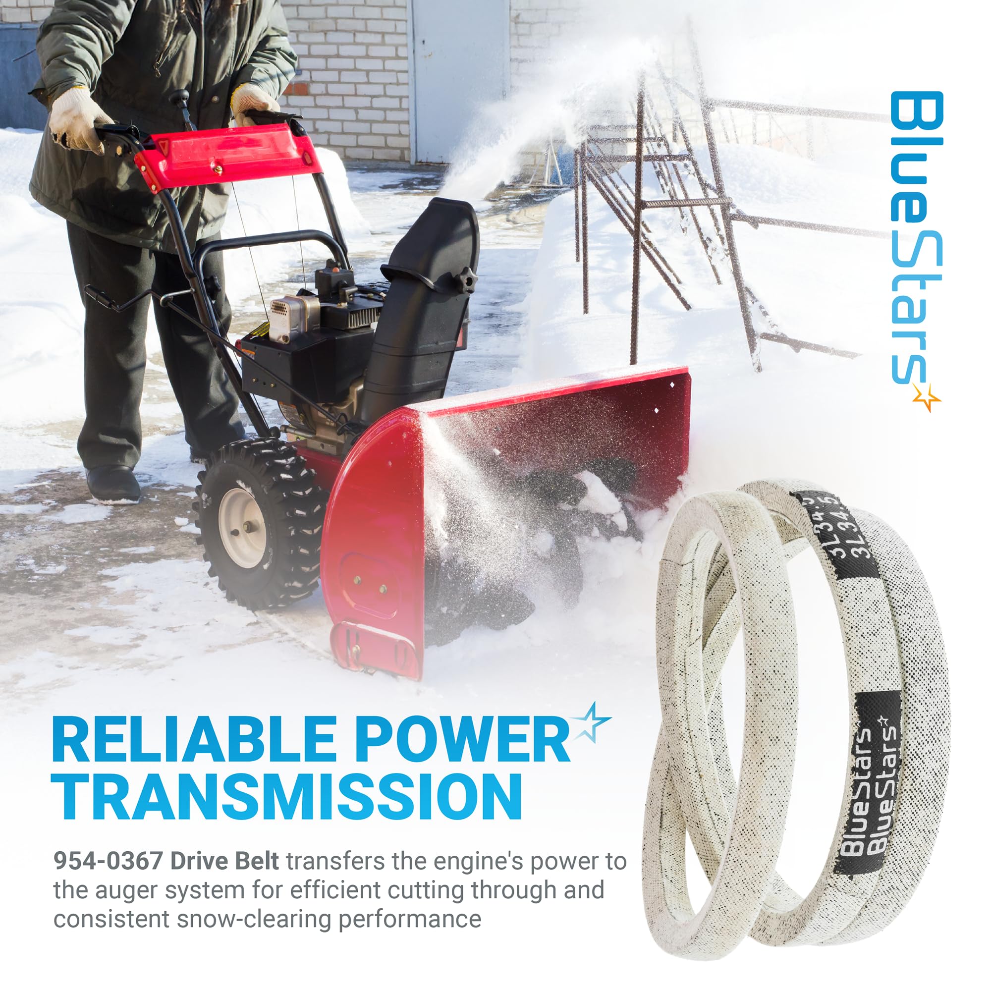 BlueStars belt construction with chloroprene rubber for durability.