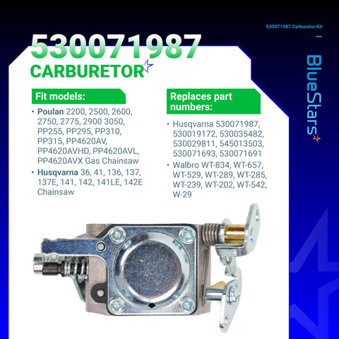 BlueStars carburetor aluminum body close-up emphasizes corrosion resistance