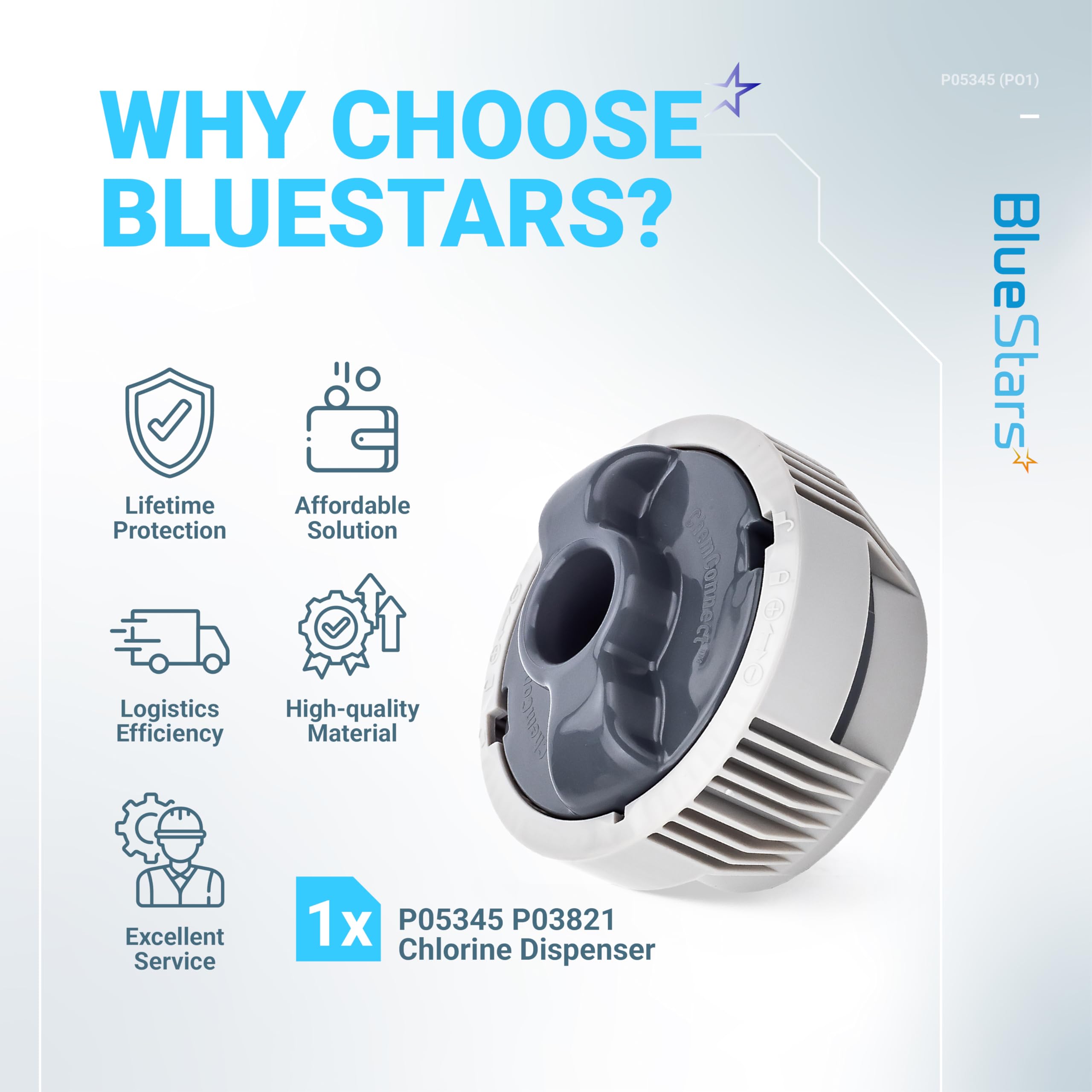 BlueStars chlorine dispenser in a pool setting showing versatile use