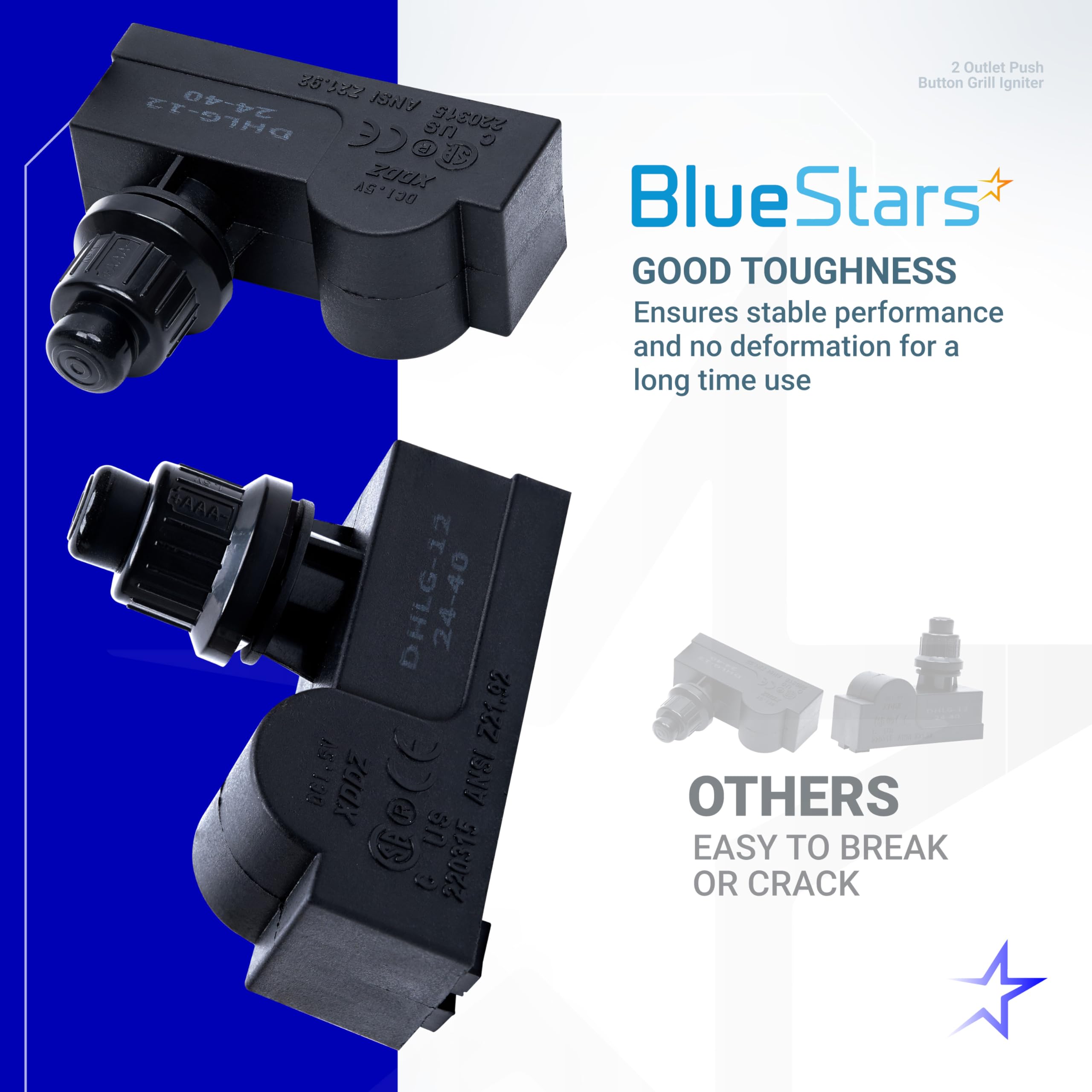 BlueStars DHLG-12 dual-outlet connector for stable sparks
