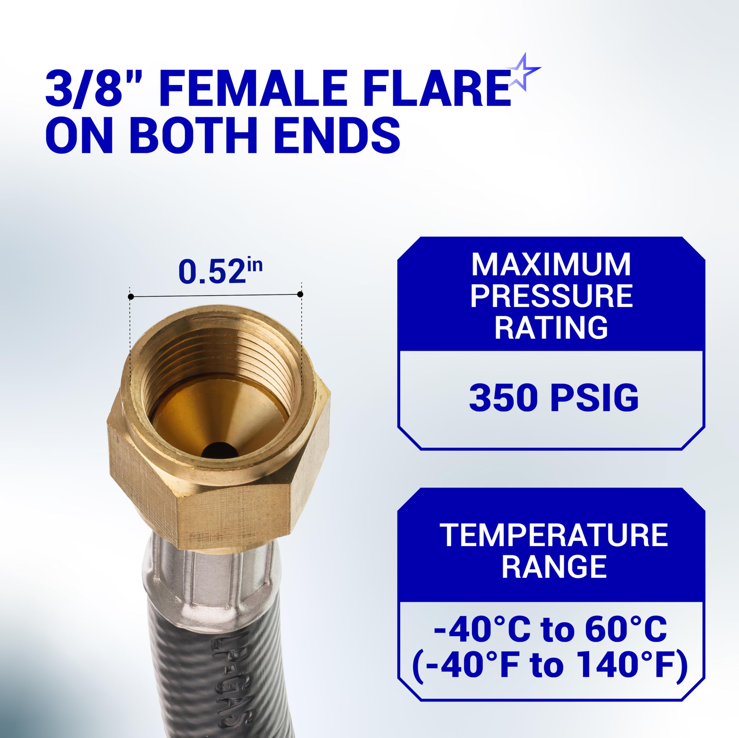 BlueStars easy-connect hose with swivel ends supports tool-free setup for grills and RVs