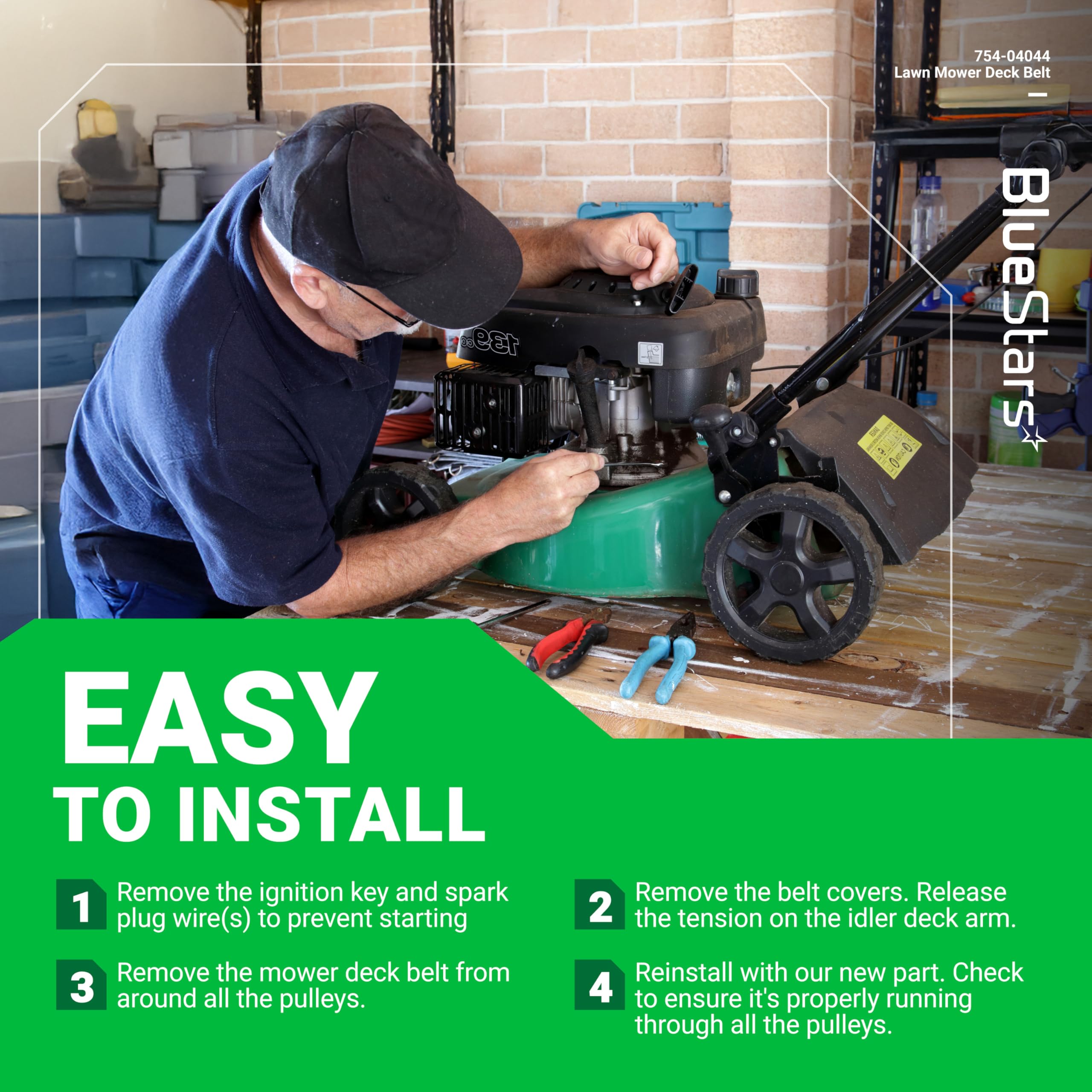 BlueStars easy install belt guide for quick maintenance