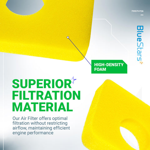 Close-up of BlueStars foam filter highlights durable polyurethane foam for long-lasting performance.