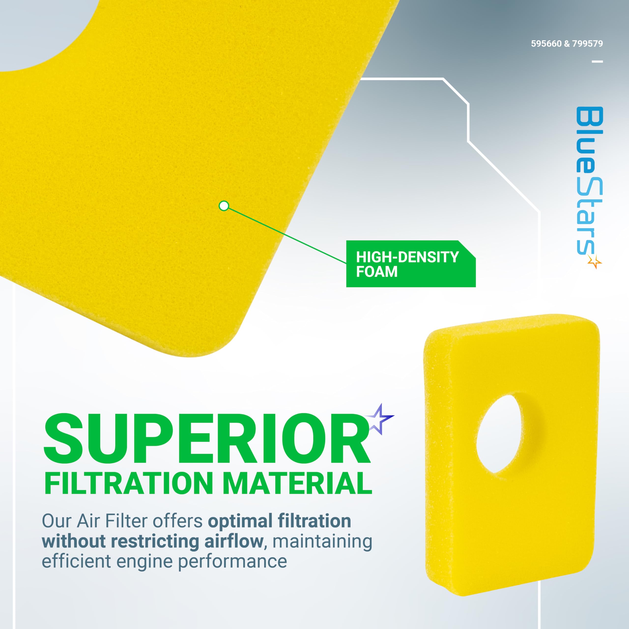 BlueStars foam filter closeup shows premium-grade material for reliable filtration.