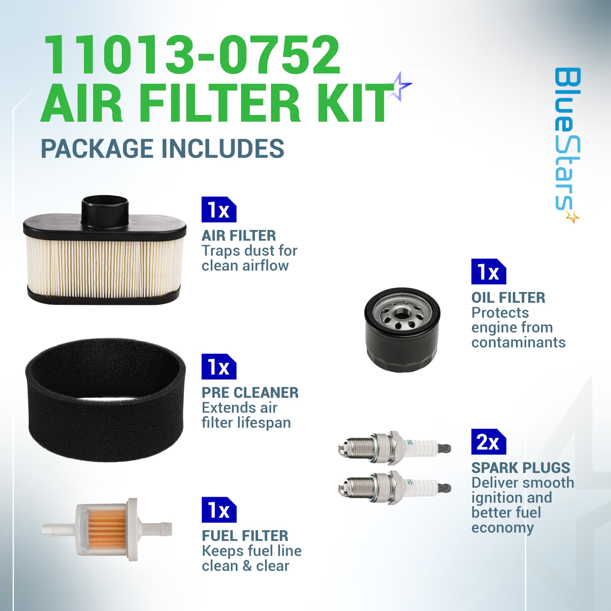 BlueStars FR691V tune up kit pre cleaner removes debris at intake