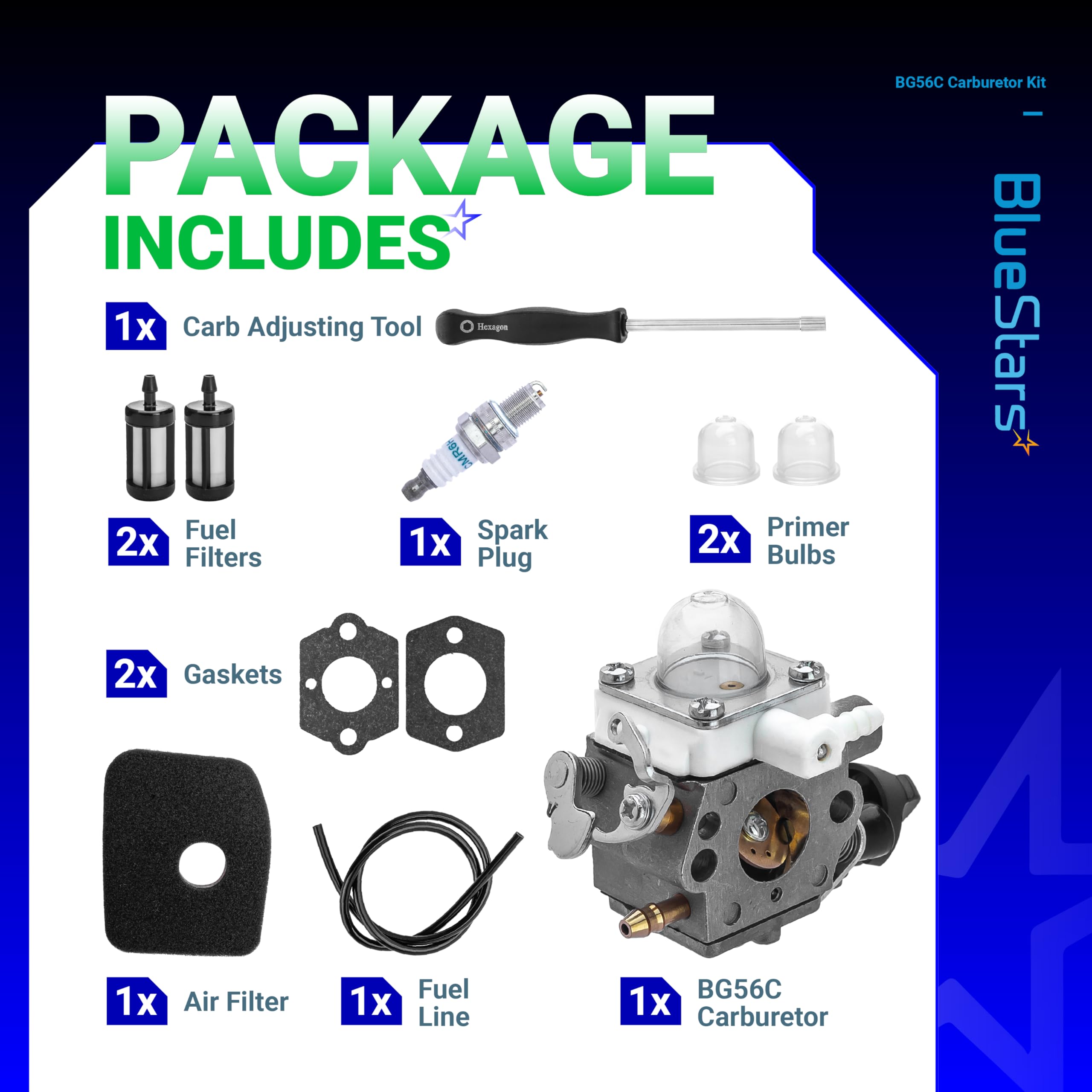 BlueStars fuel filter helps clean fuel supply for smoother starts.