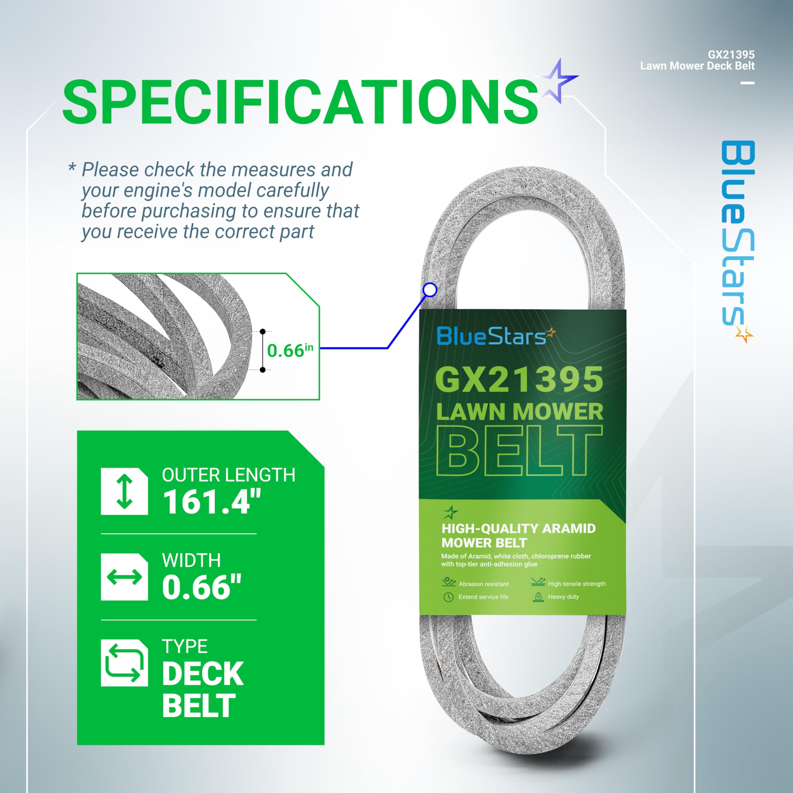 BlueStars GX21395 aramid cord closeup showing durable construction for long life