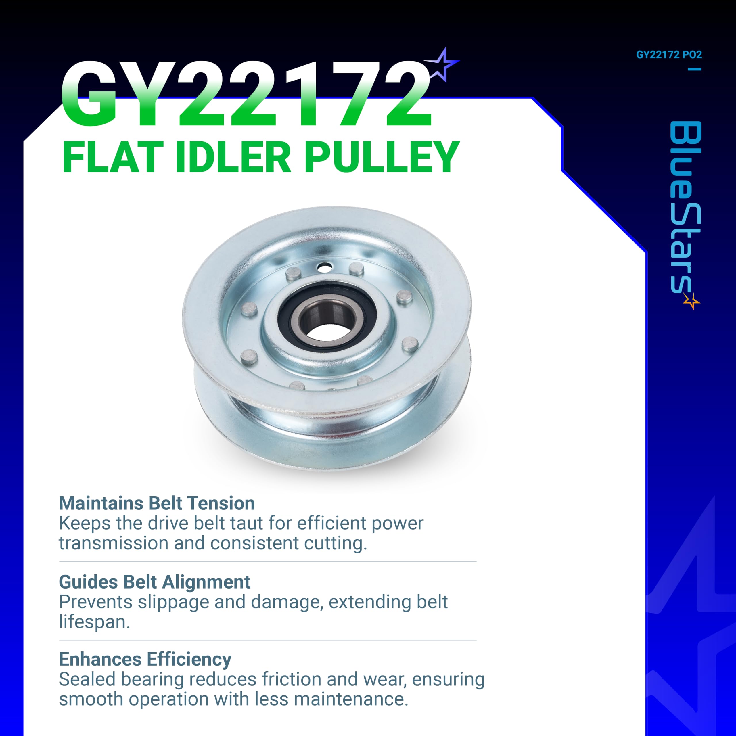 BlueStars idler pulley assembly with nuts improves reliability in mower deck setups.