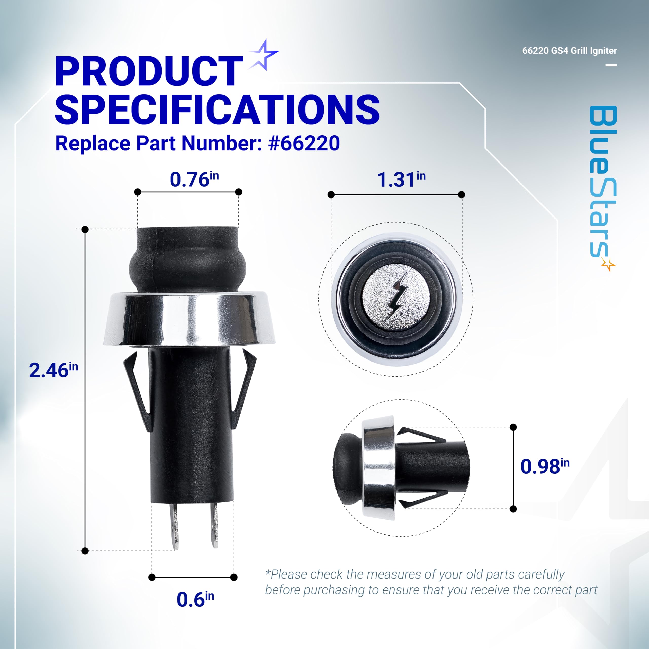 BlueStars igniter switch installation step demonstrates easy replacement