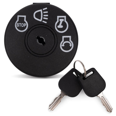 BlueStars ignition switch front view with 4-position control for easy mower startup.