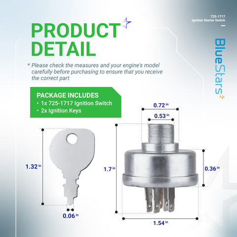 BlueStars ignition switch side view illustrating compact design for easy install