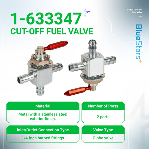 BlueStars in-line valve assembly with secure connections for steady fuel flow.