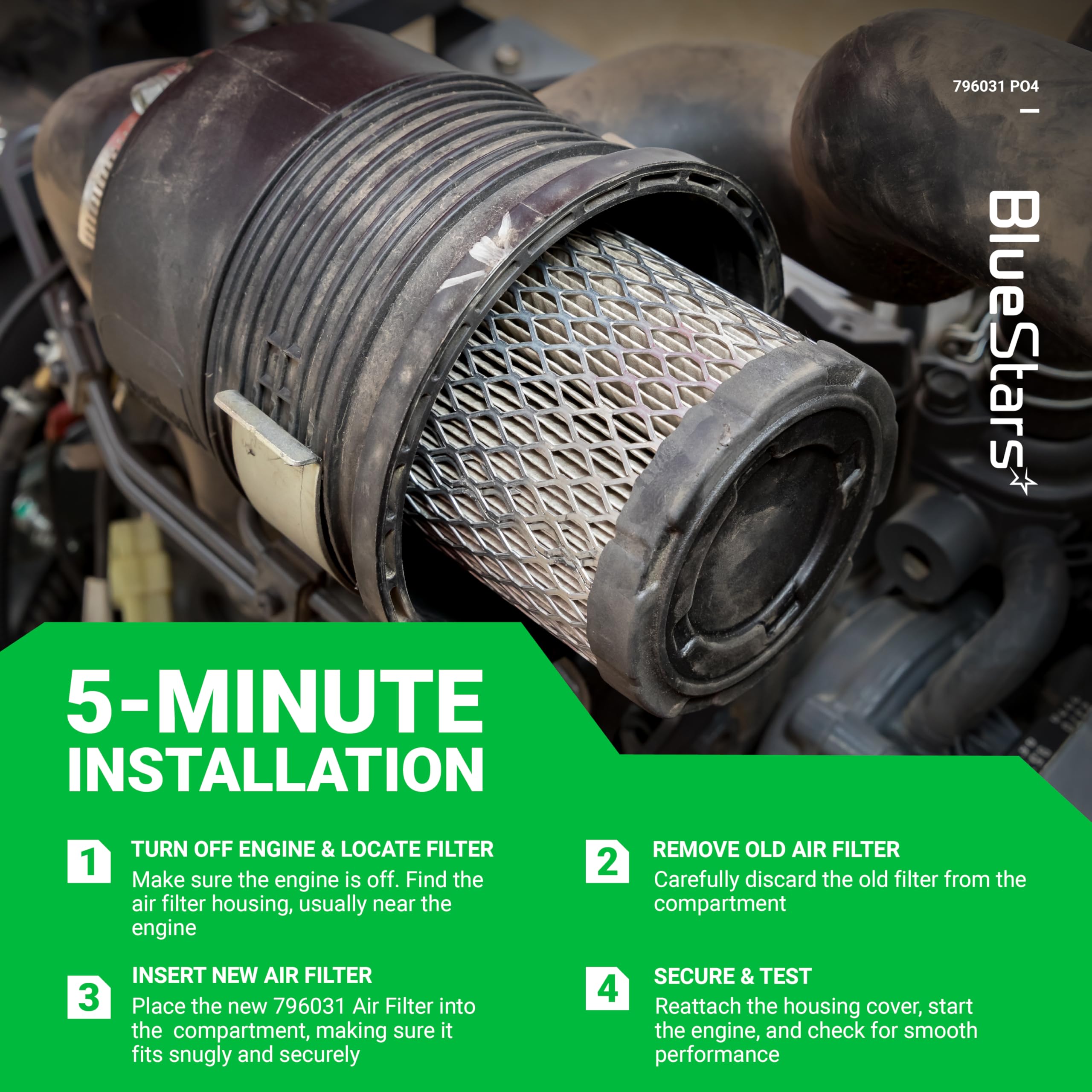 BlueStars lawn mower air cleaner supports peak engine performance