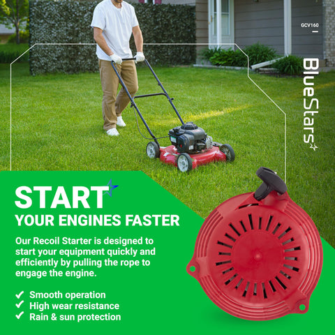 BlueStars lawn mower engine usage in action for quick starts.