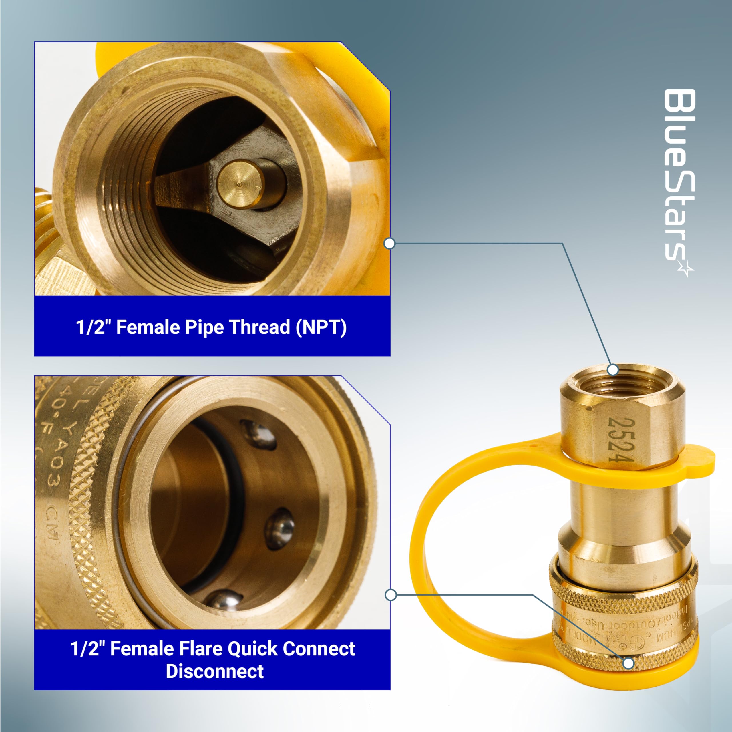 BlueStars male insert quick connect showing secure fit and quick disconnection