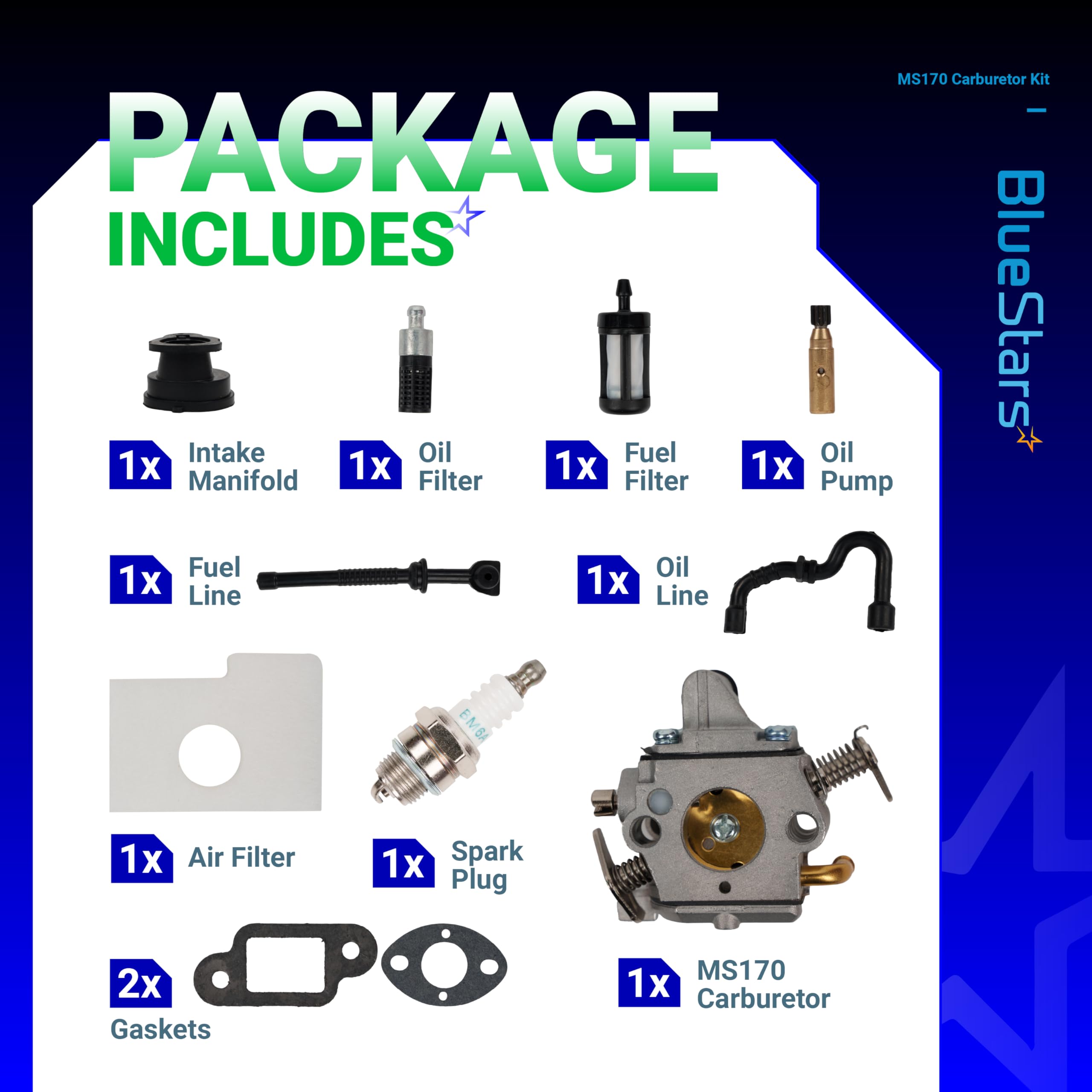 BlueStars MS170 air filter clean intake for smoother operation
