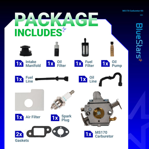 BlueStars MS170 air filter clean intake for smoother operation