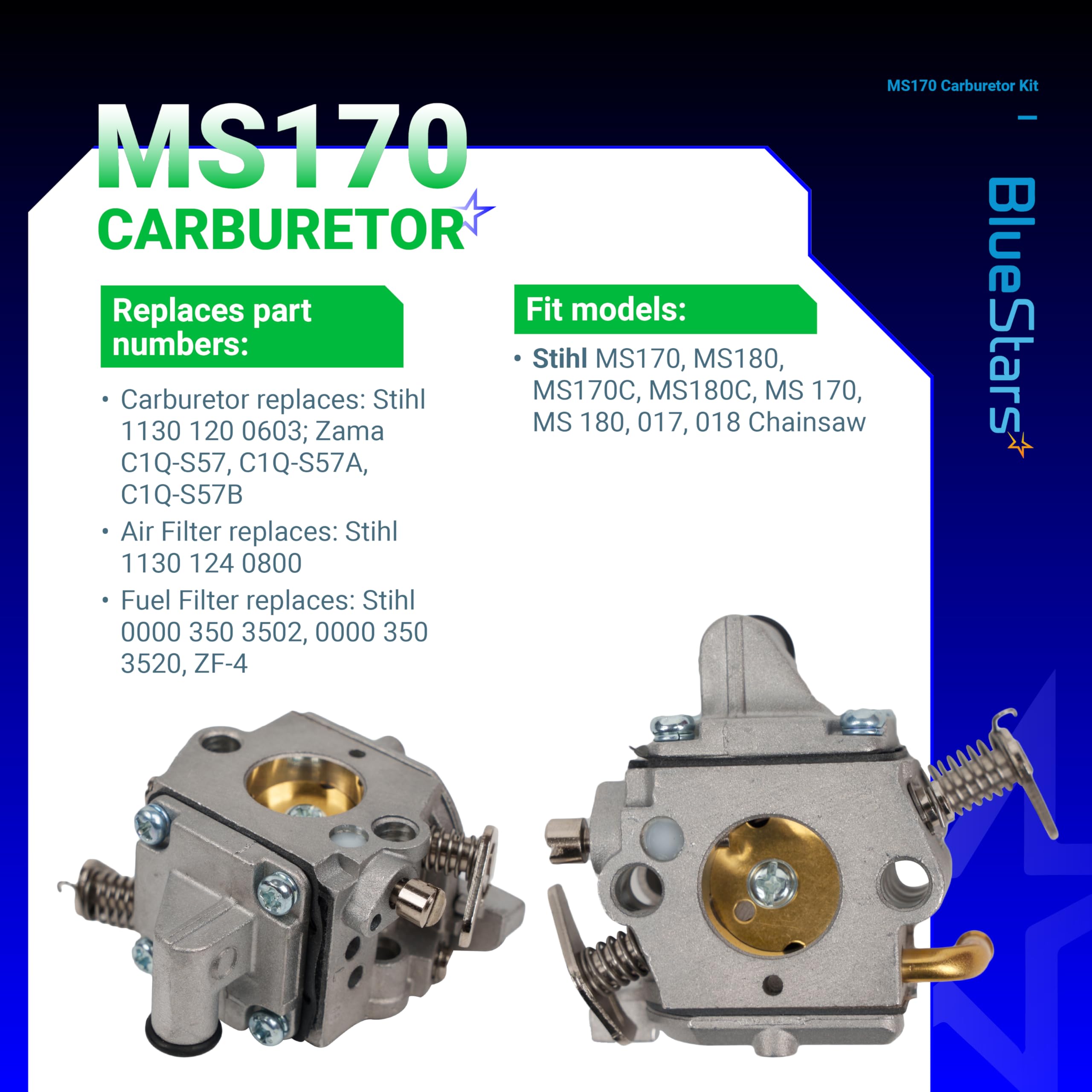 BlueStars MS170 oil line robust tubing supports lubrication