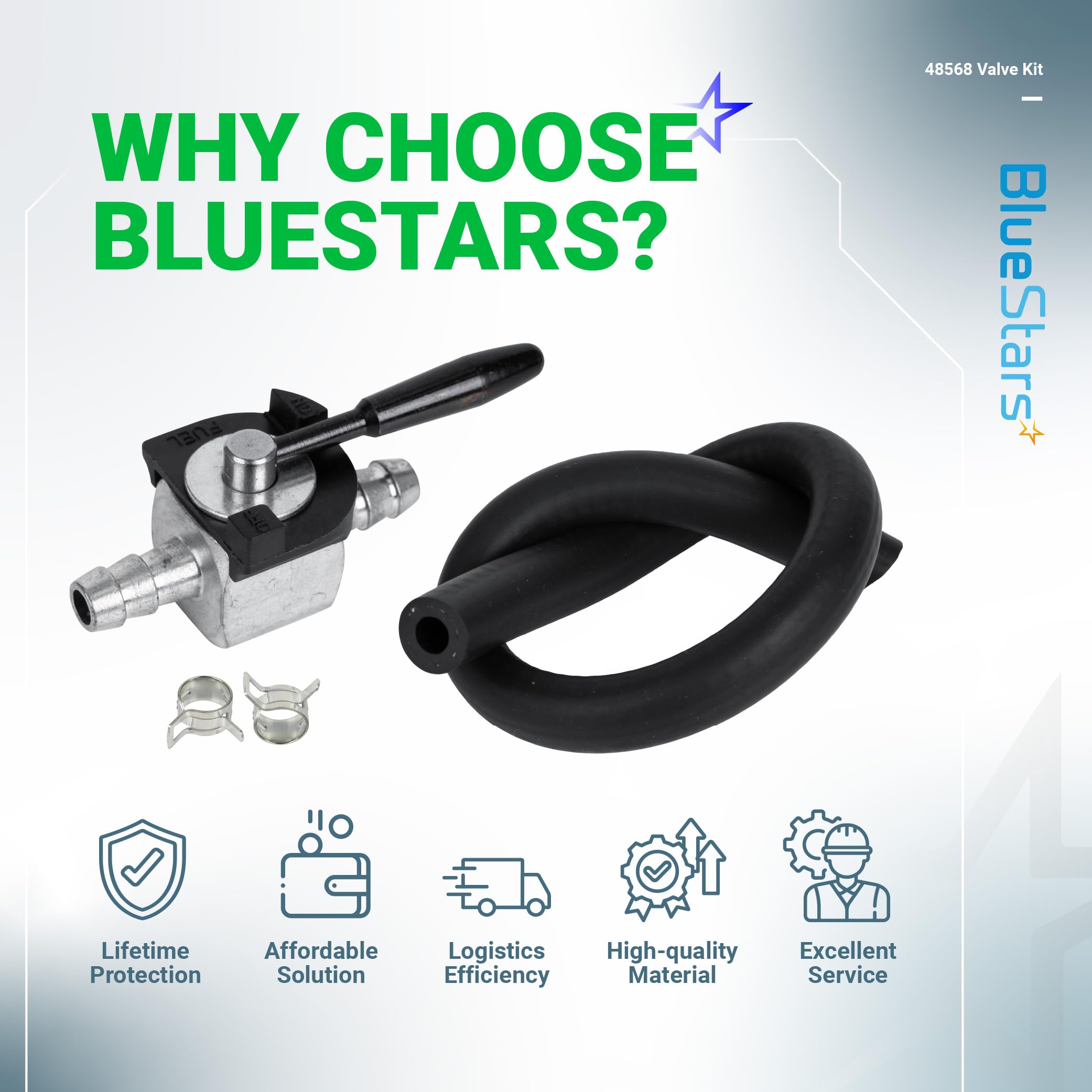 BlueStars packaging-ready kit image highlights included parts