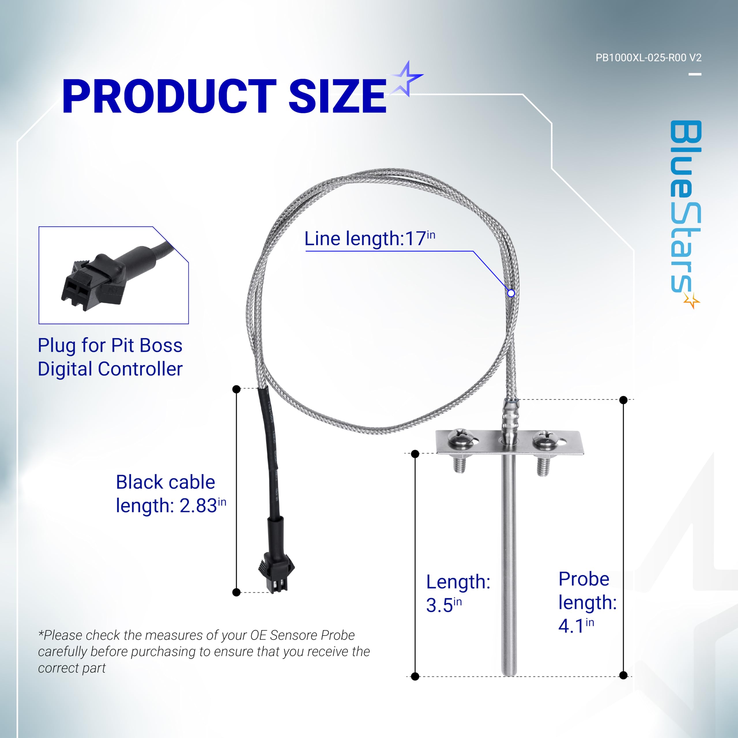 BlueStars PB1000XL stainless steel wire lead endures high heat