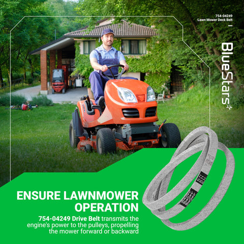BlueStars Pony 42X belt close-up illustrating broad lawn tractor compatibility