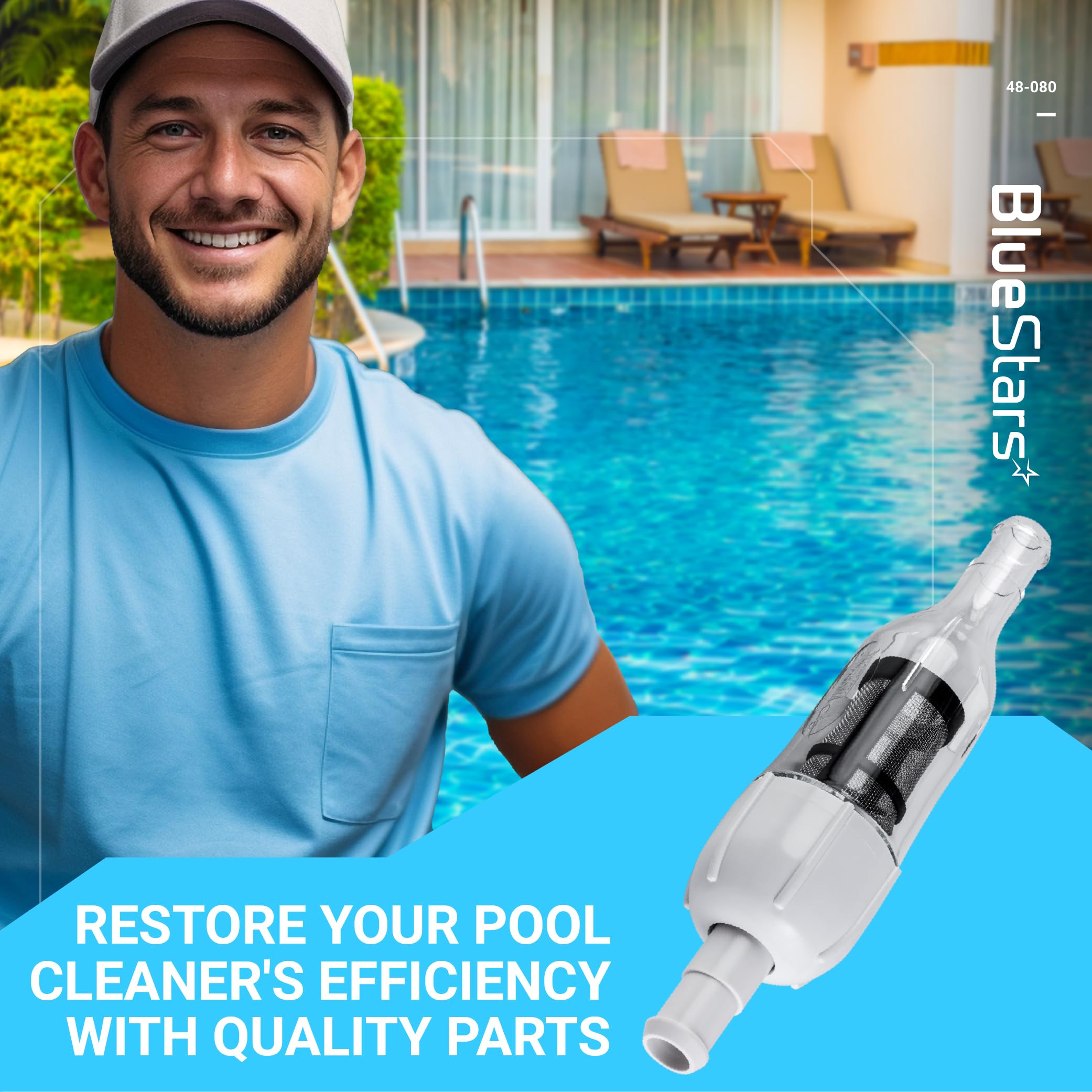 BlueStars pool cleaner maintenance aid helps keep intake clean