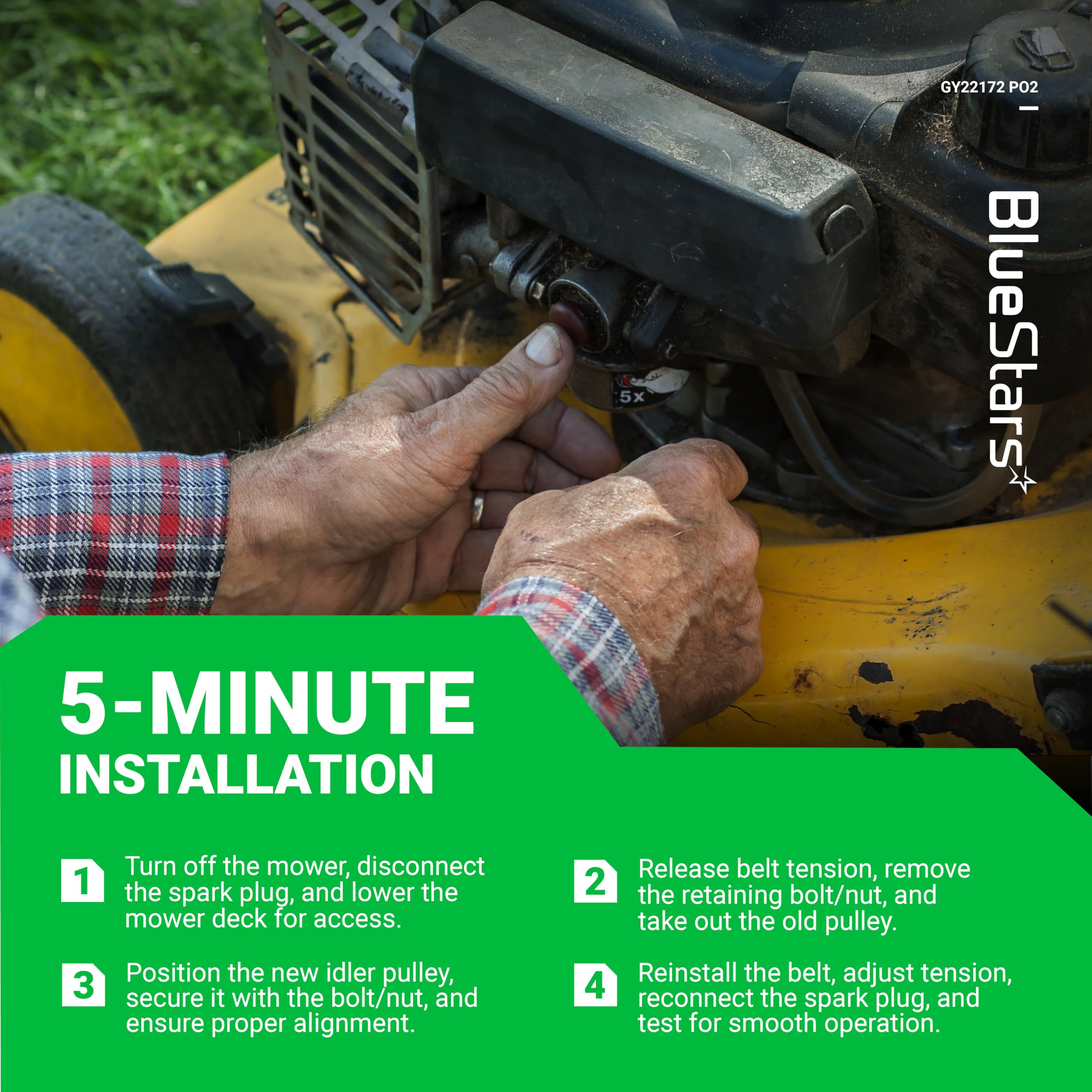 BlueStars premium-material idler delivers durable performance and smoother belt operation.