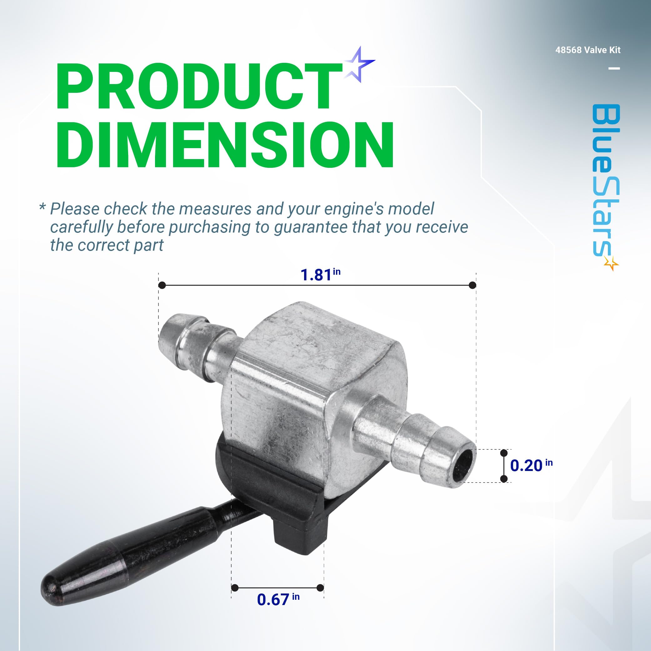 BlueStars quarter-inch fuel line connector demonstrates easy mower compatibility