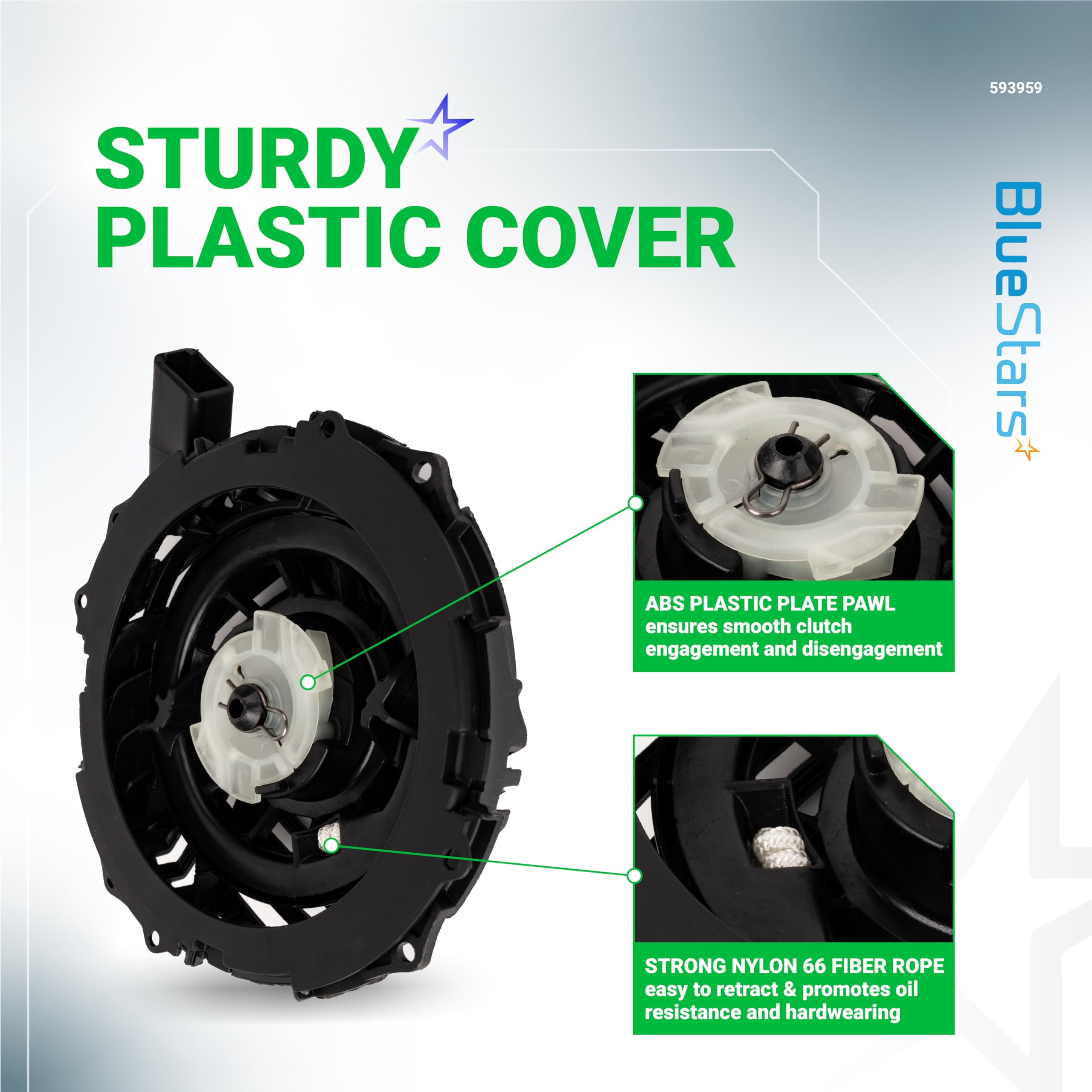 BlueStars recoil crank mechanism highlights smooth hand-crank operation for reliable starts
