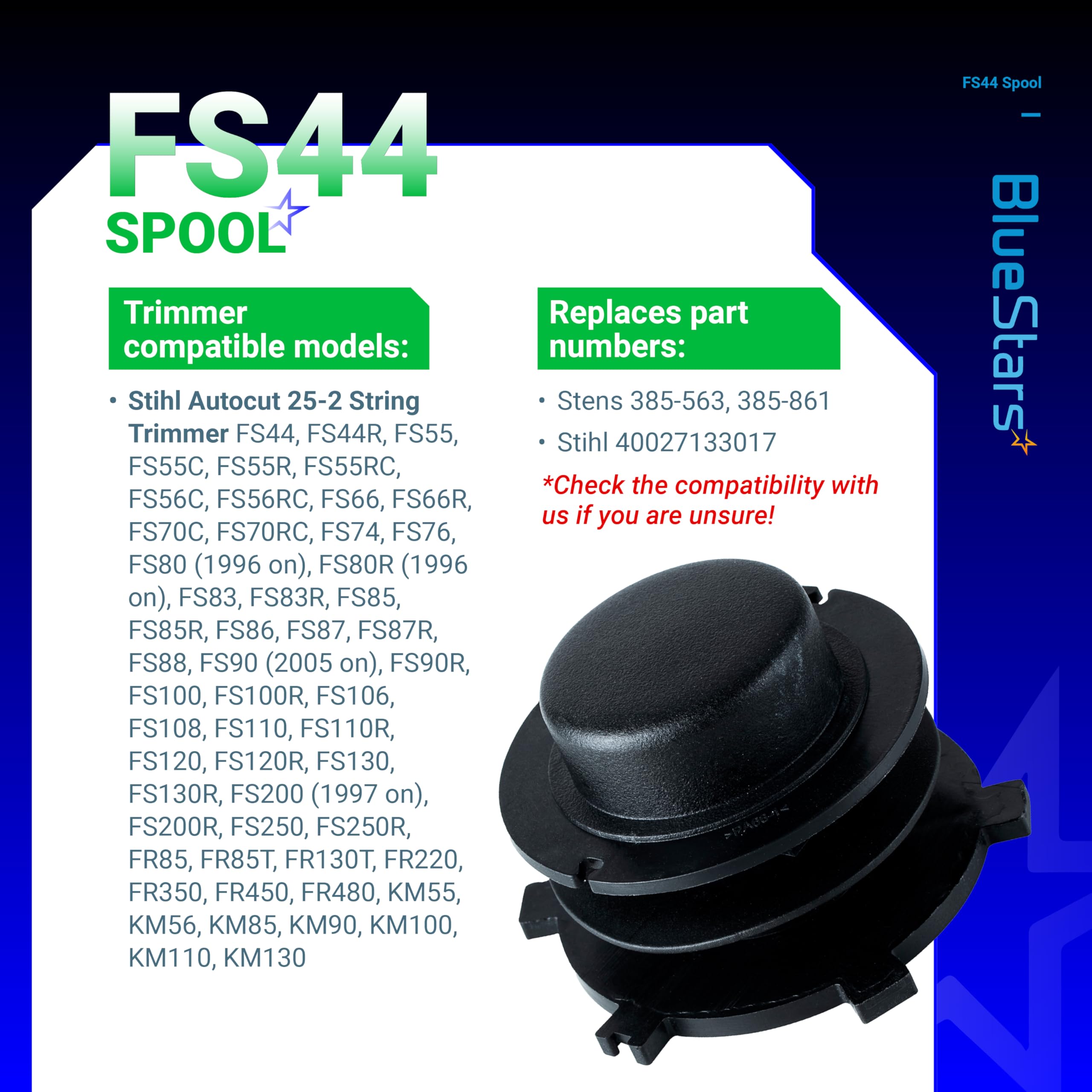 BlueStars spool cap cover protects the spool from grass and debris.