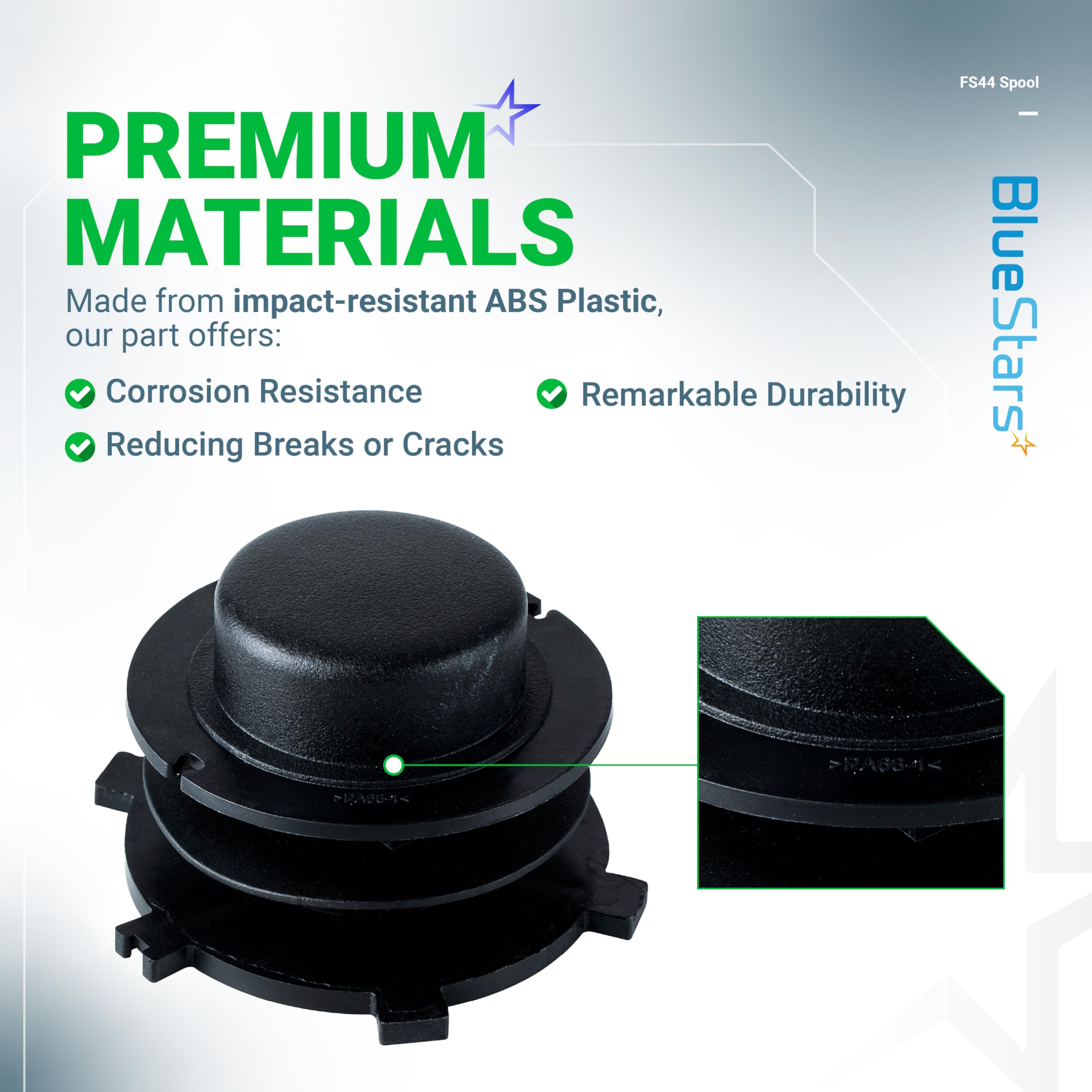 BlueStars cap cover promotes smoother spool rotation for cleaner cuts.