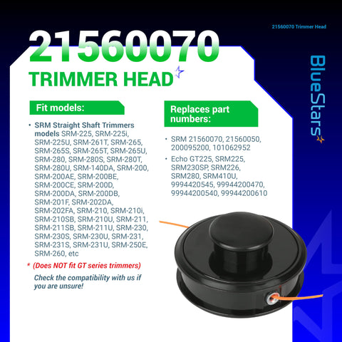 BlueStars durable SRM head with metal and plastic for long-lasting performance.