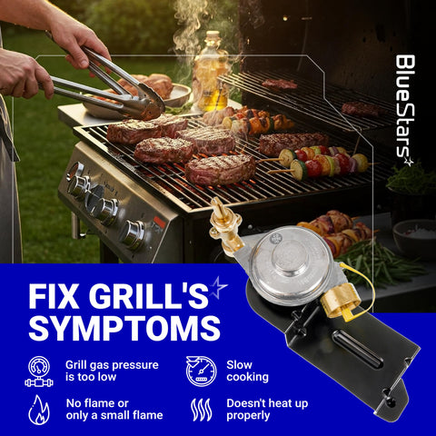 BlueStars stabilizes gas flow for steady grilling heat
