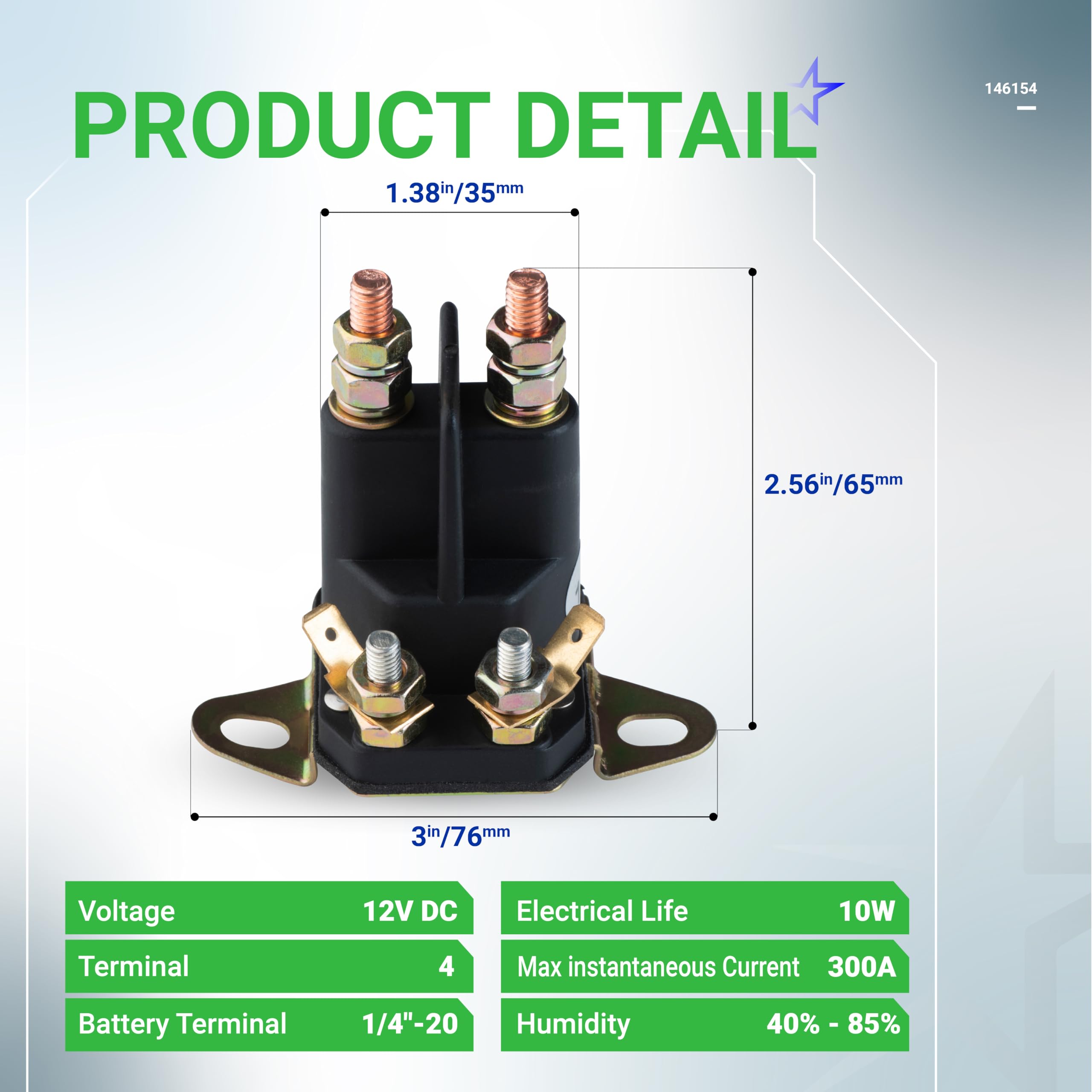BlueStars starter solenoid package with connector close-up highlights secure electrical wiring