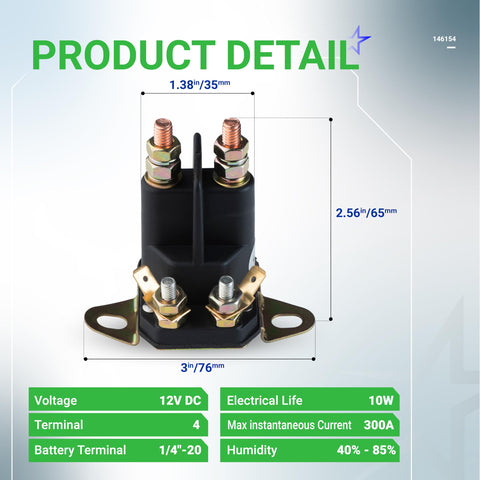 BlueStars starter solenoid package with connector close-up highlights secure electrical wiring