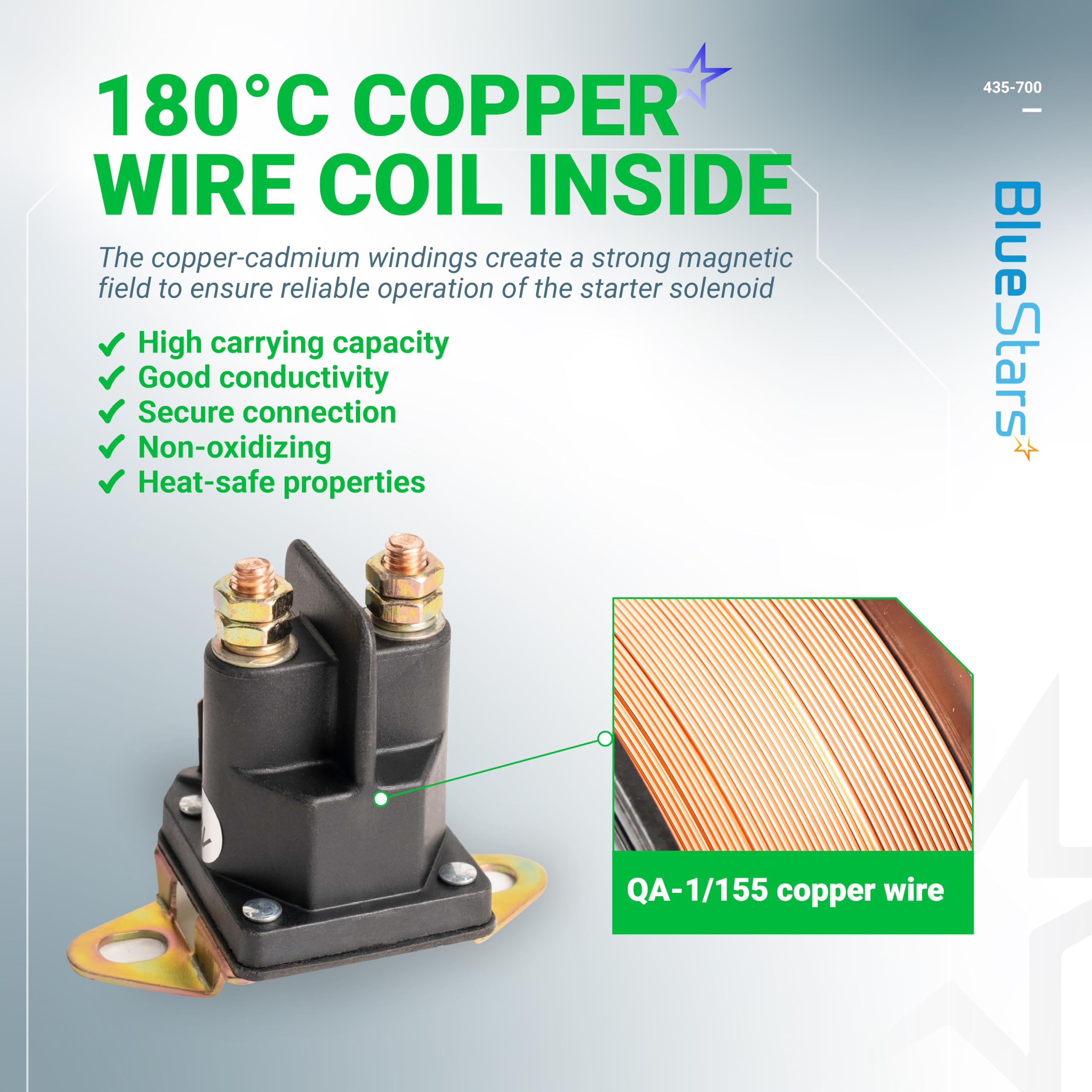 BlueStars starter solenoid replaces multiple brands for versatile replacement.