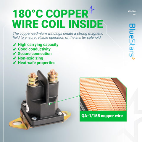 BlueStars starter solenoid replaces multiple brands for versatile replacement.