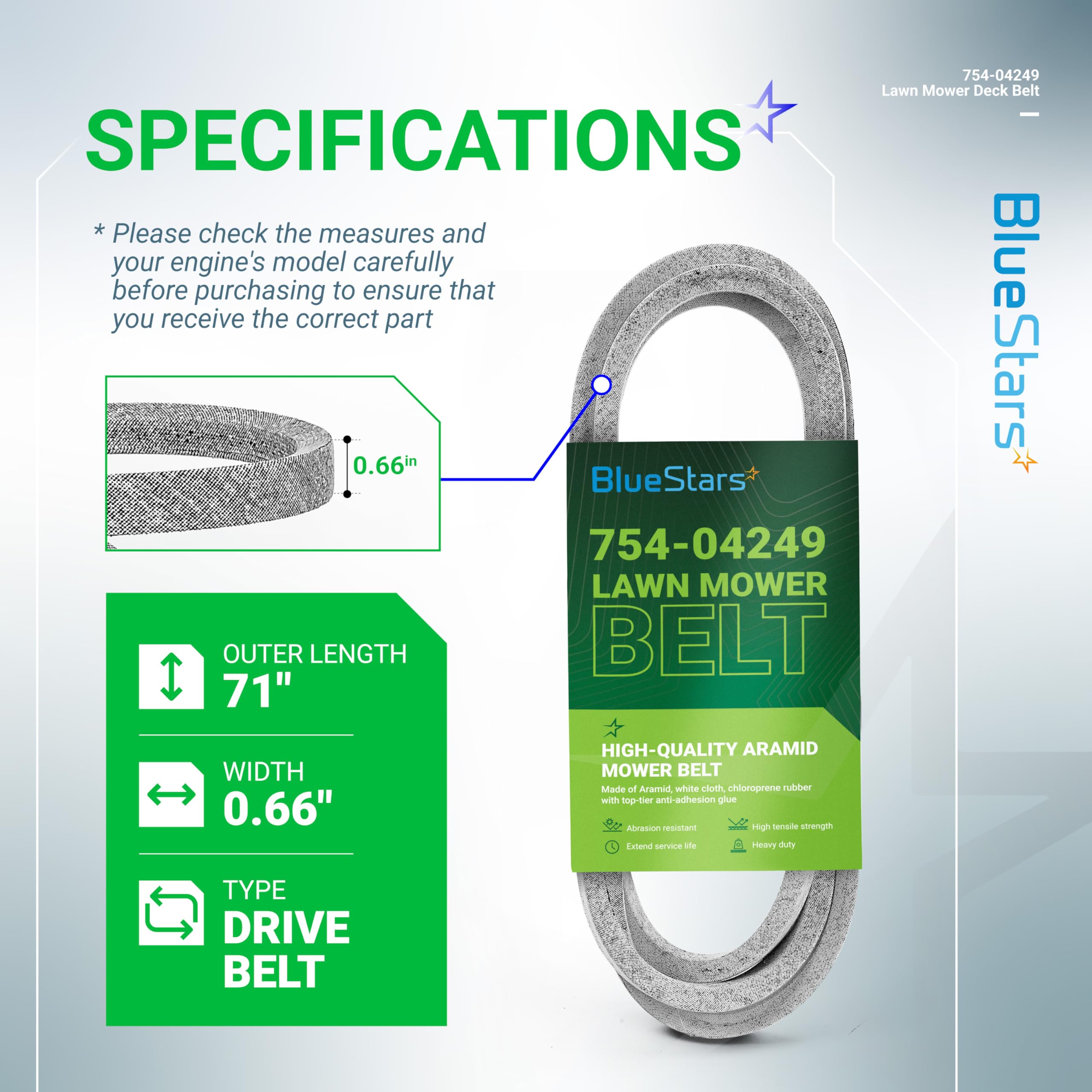 BlueStars Troy-Bilt compatible belt showing easy replacement for maintenance