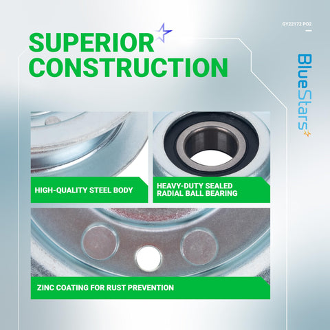 BlueStars wide compatibility covers many John Deere lawn tractors and deck sizes.