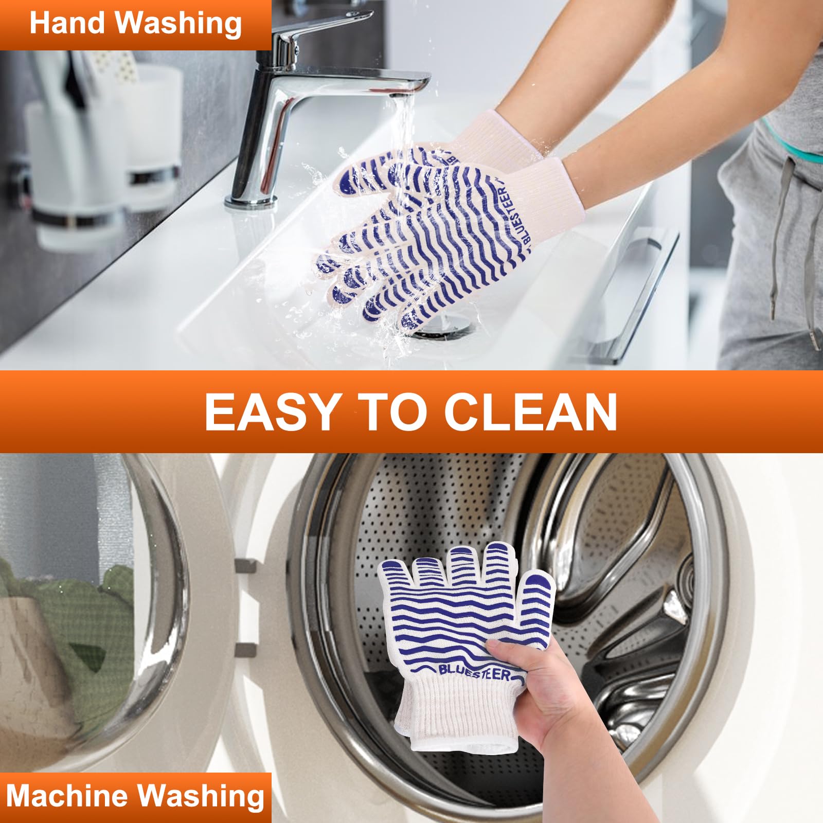BLUESTEER multi-function gloves suit cooking, grilling, frying, and baking tasks.